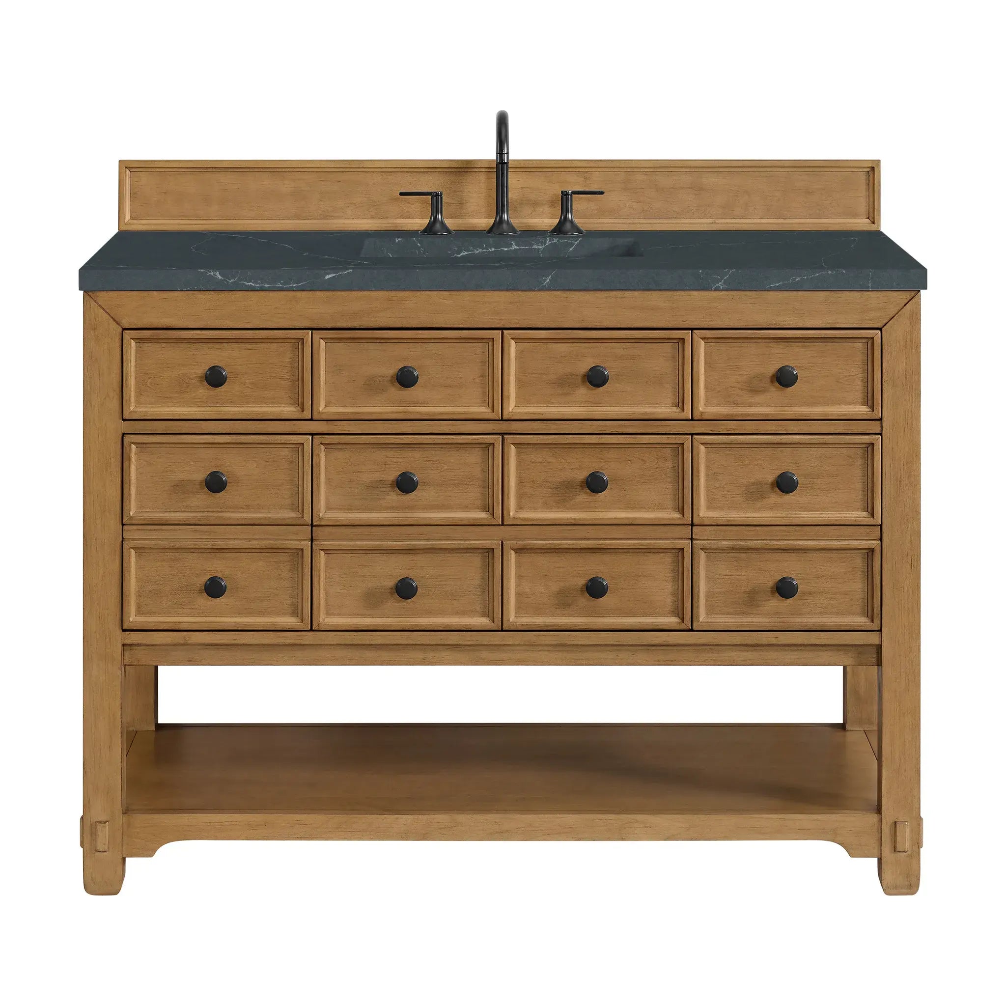 48" Malibu Single Vanity in Amber Birch-Charcoal Soapstone Silestone-8" Widespread image