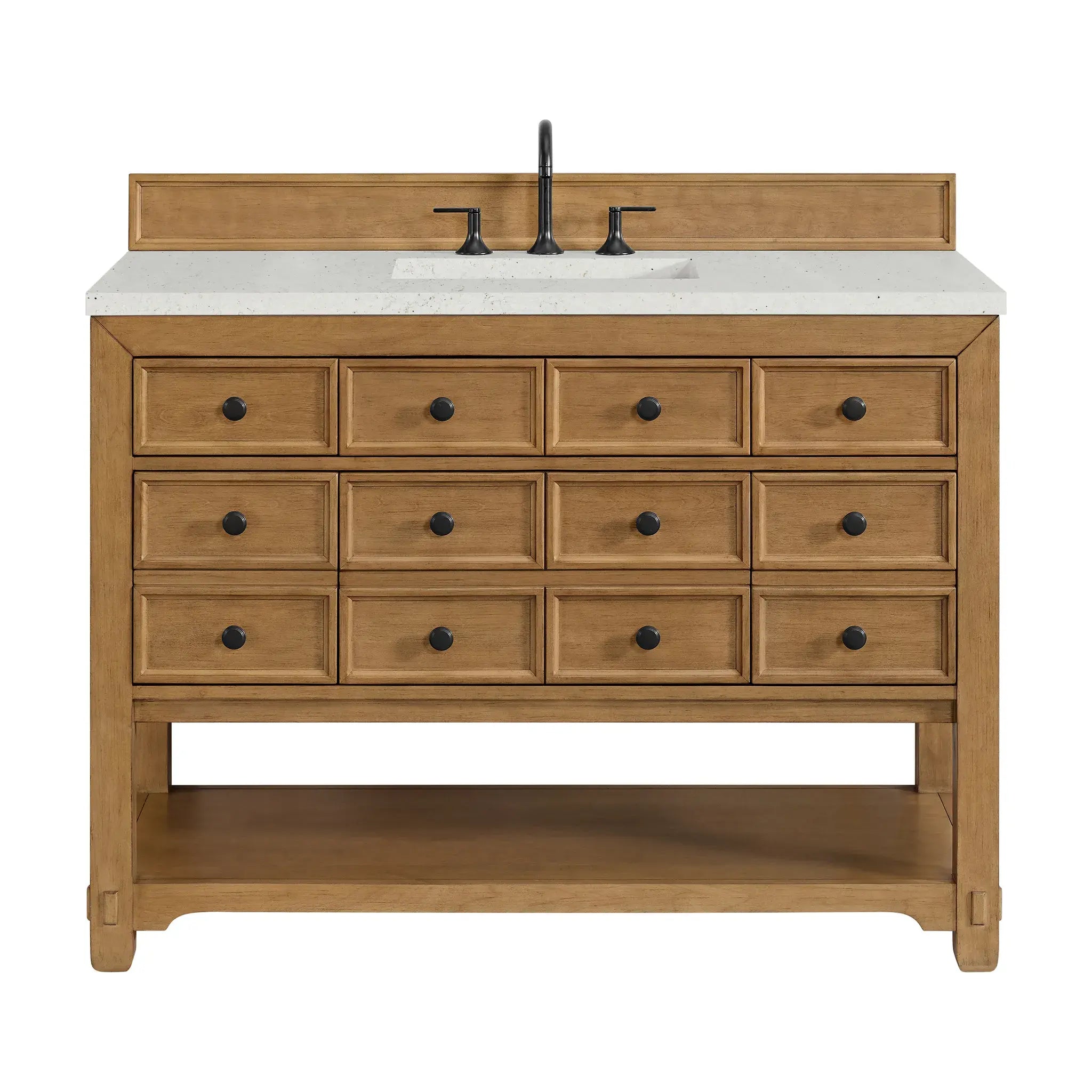 48" Malibu Single Vanity in Amber Birch-Lime Delight Silestone-8" Widespread image