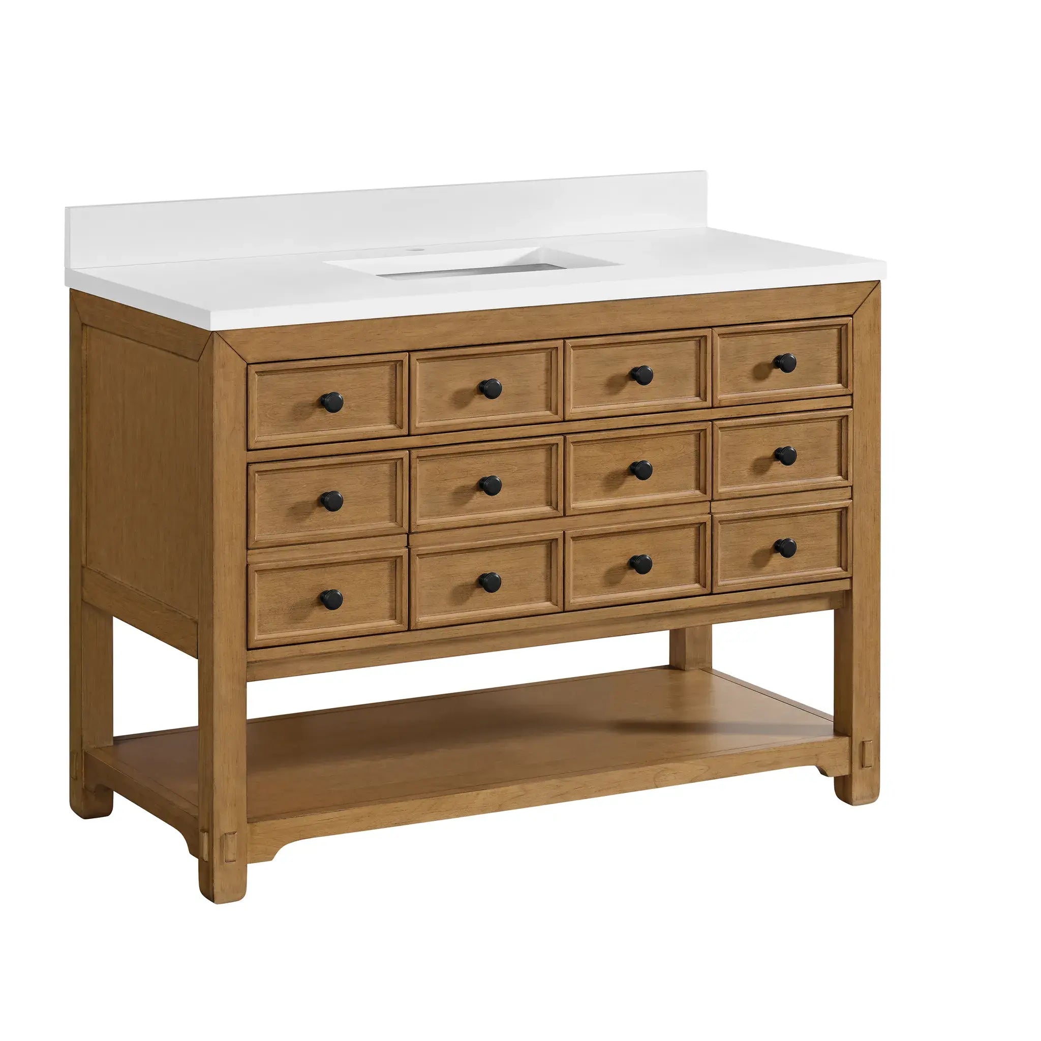 48" Malibu Single Vanity in Amber Birch-White Zeus Silestone & Backsplash-Single Hole image 9
