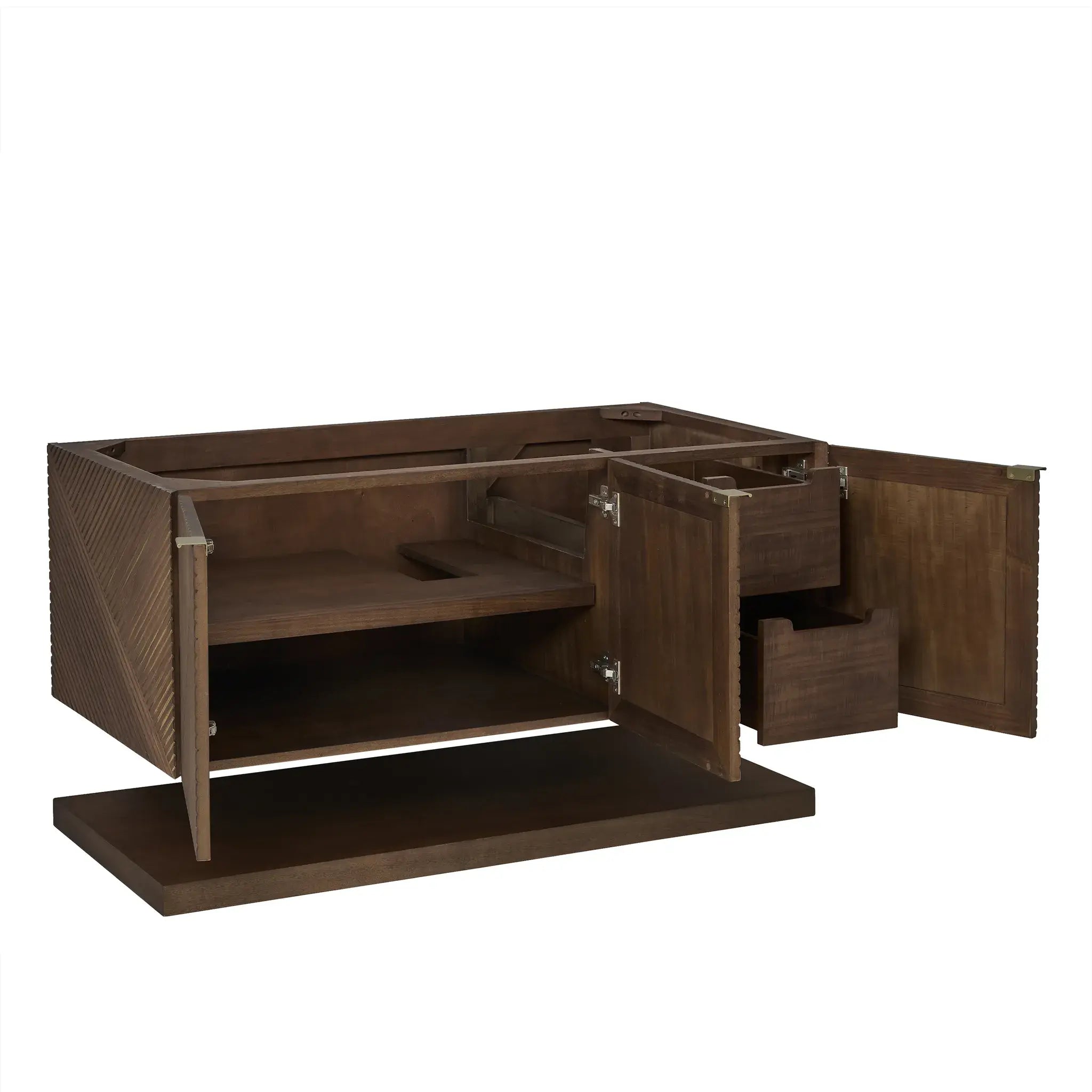48" Marcello Single Vanity in Chestnut-Carrara White Marble-8" Widespread image 7