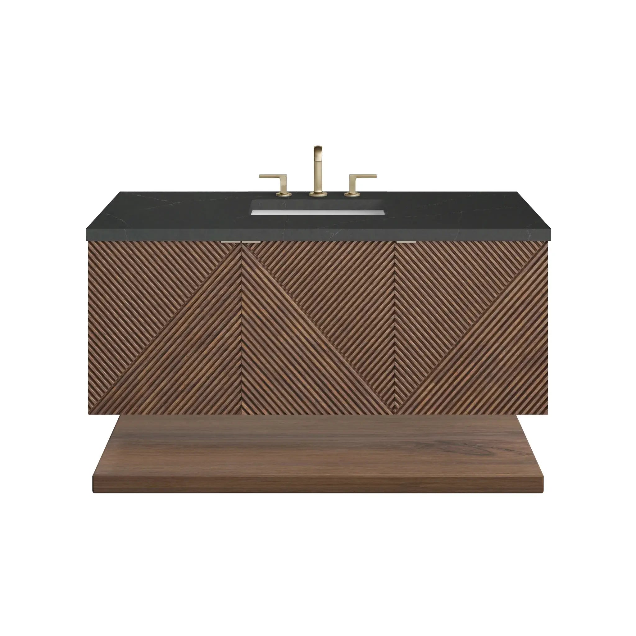 48" Marcello Single Vanity in Chestnut-Charcoal Soapstone Silestone-8" Widespread image 1