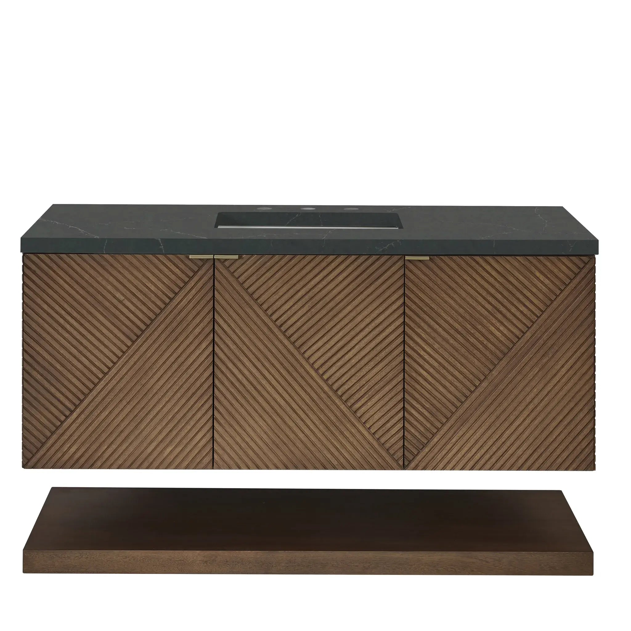 48" Marcello Single Vanity in Chestnut-Charcoal Soapstone Silestone-8" Widespread image