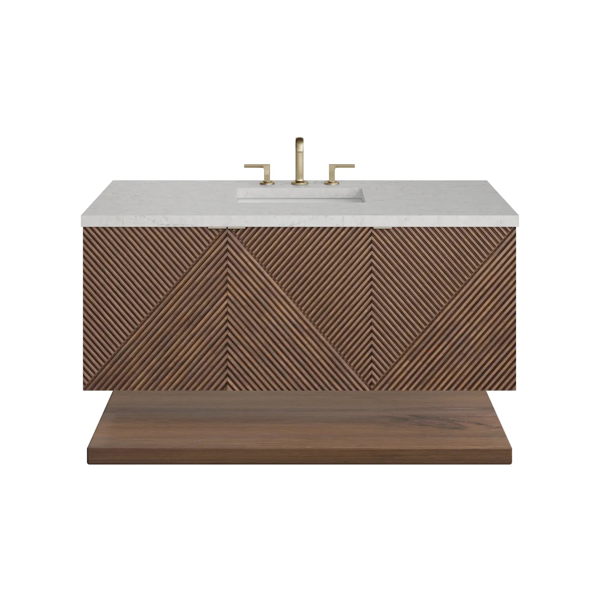 48" Marcello Single Vanity in Chestnut-Eternal Jasmine Pearl Silestone-8" Widespread image 1