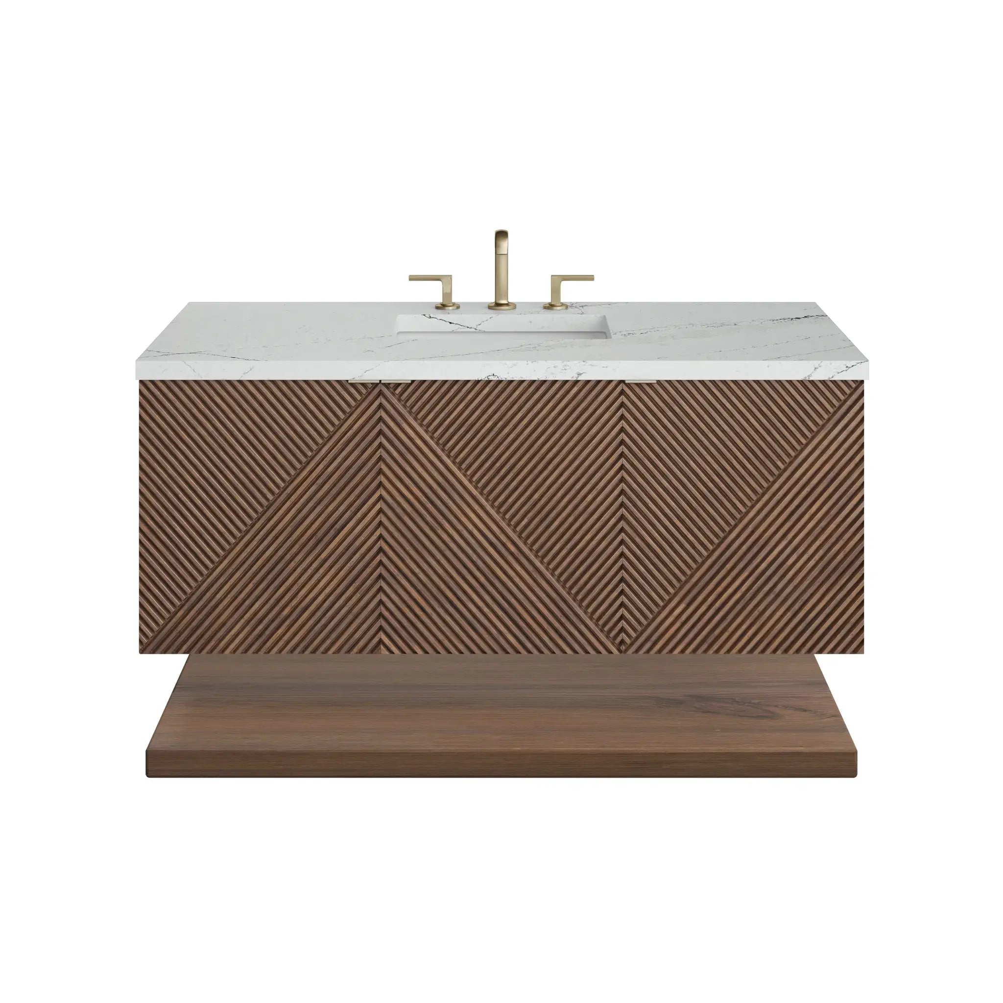48" Marcello Single Vanity in Chestnut-Ethereal Noctis Silestone-8" Widespread image 1