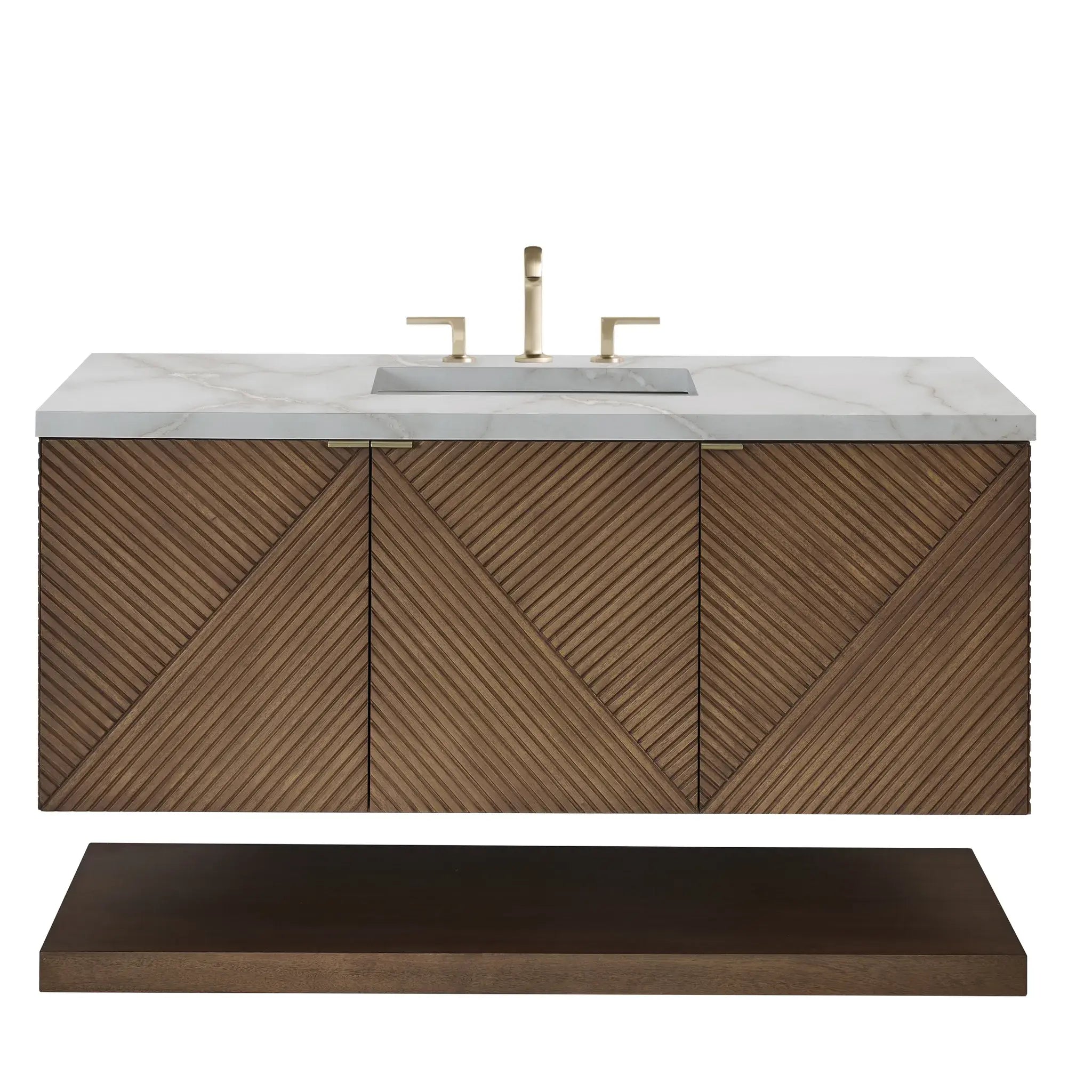 48" Marcello Single Vanity in Chestnut-Victorian Silver Silestone-8" Widespread image 1