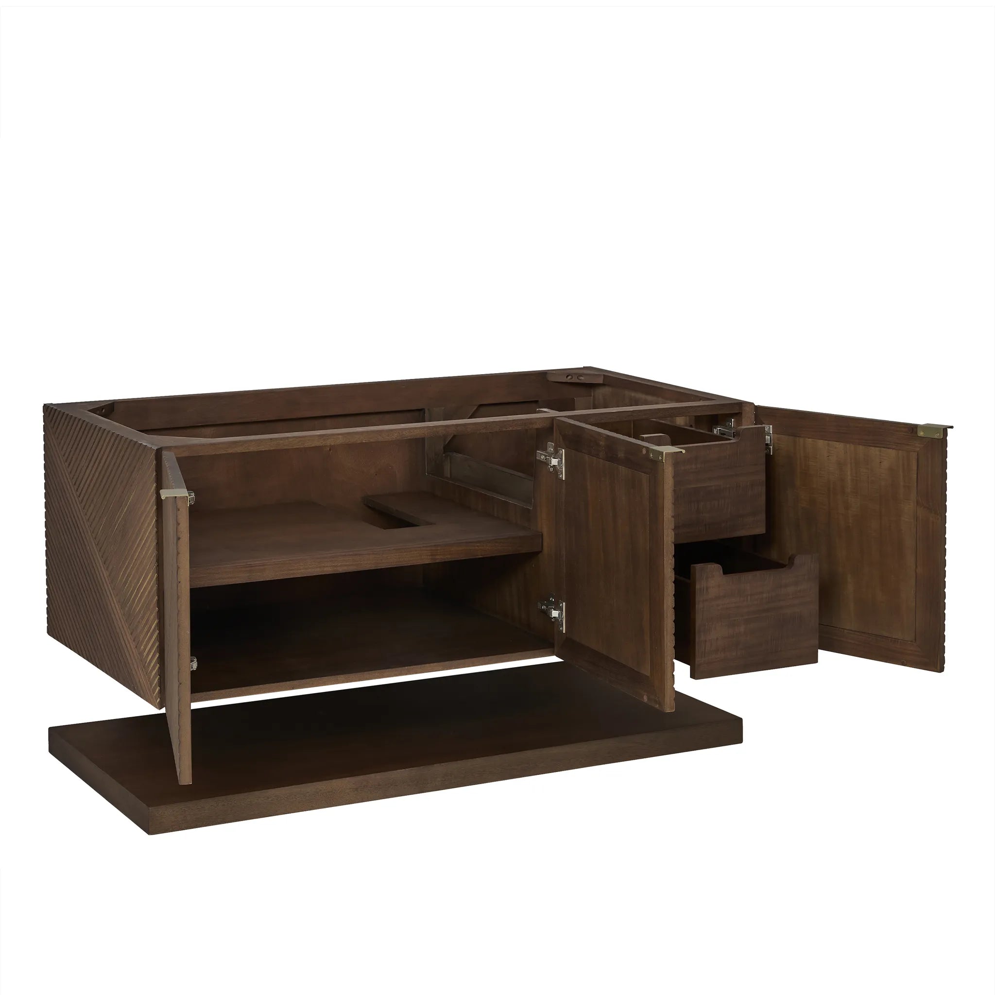 48" Marcello Single Vanity in Chestnut w/FreePower Wireless Charger-Eternal Jasmine Pearl Silestone-8" Widespread image 8
