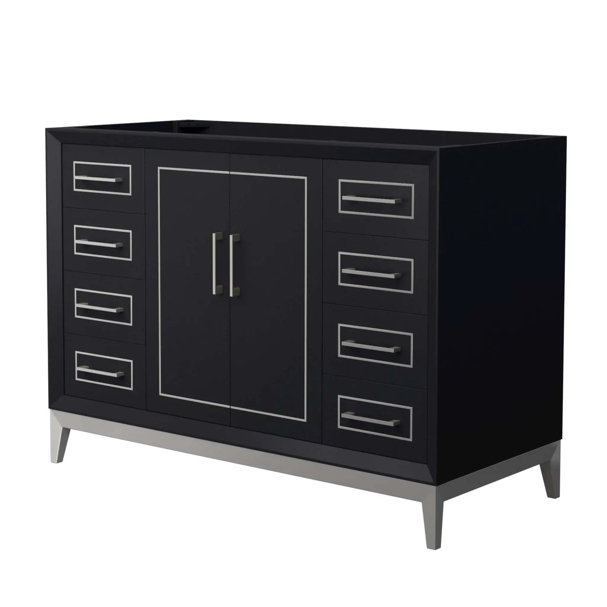 48" Marlena Single Bathroom Vanity in Black with Brushed Nickel Trim by Wyndham