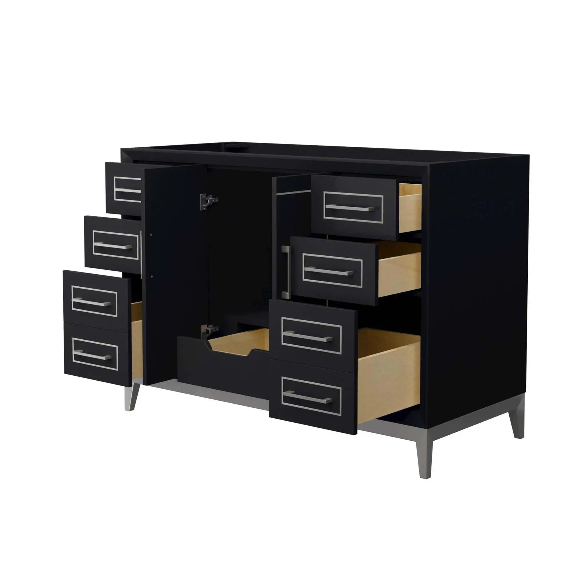 48" Marlena Single Bathroom Vanity in Black with Brushed Nickel Trim by Wyndham