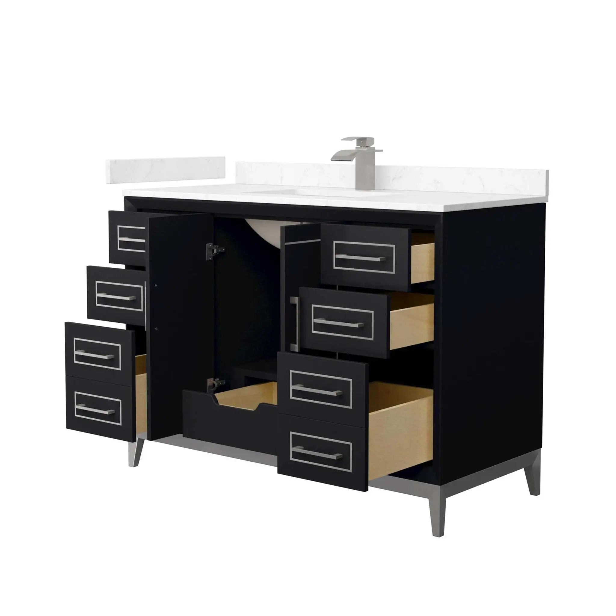 48" Marlena Single Bathroom Vanity in Black with Brushed Nickel Trim by Wyndham
