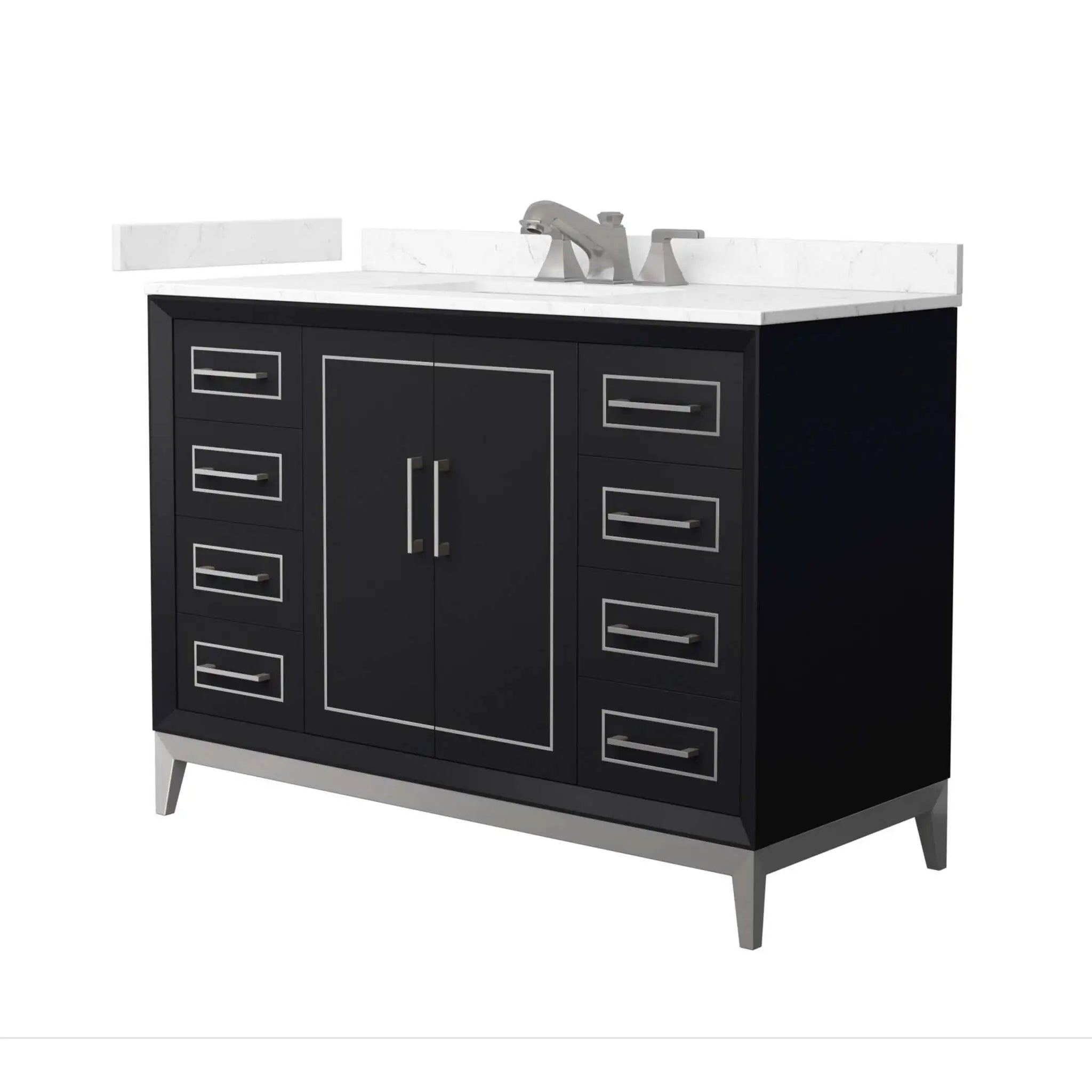 48" Marlena Single Bathroom Vanity in Black with Brushed Nickel Trim by Wyndham