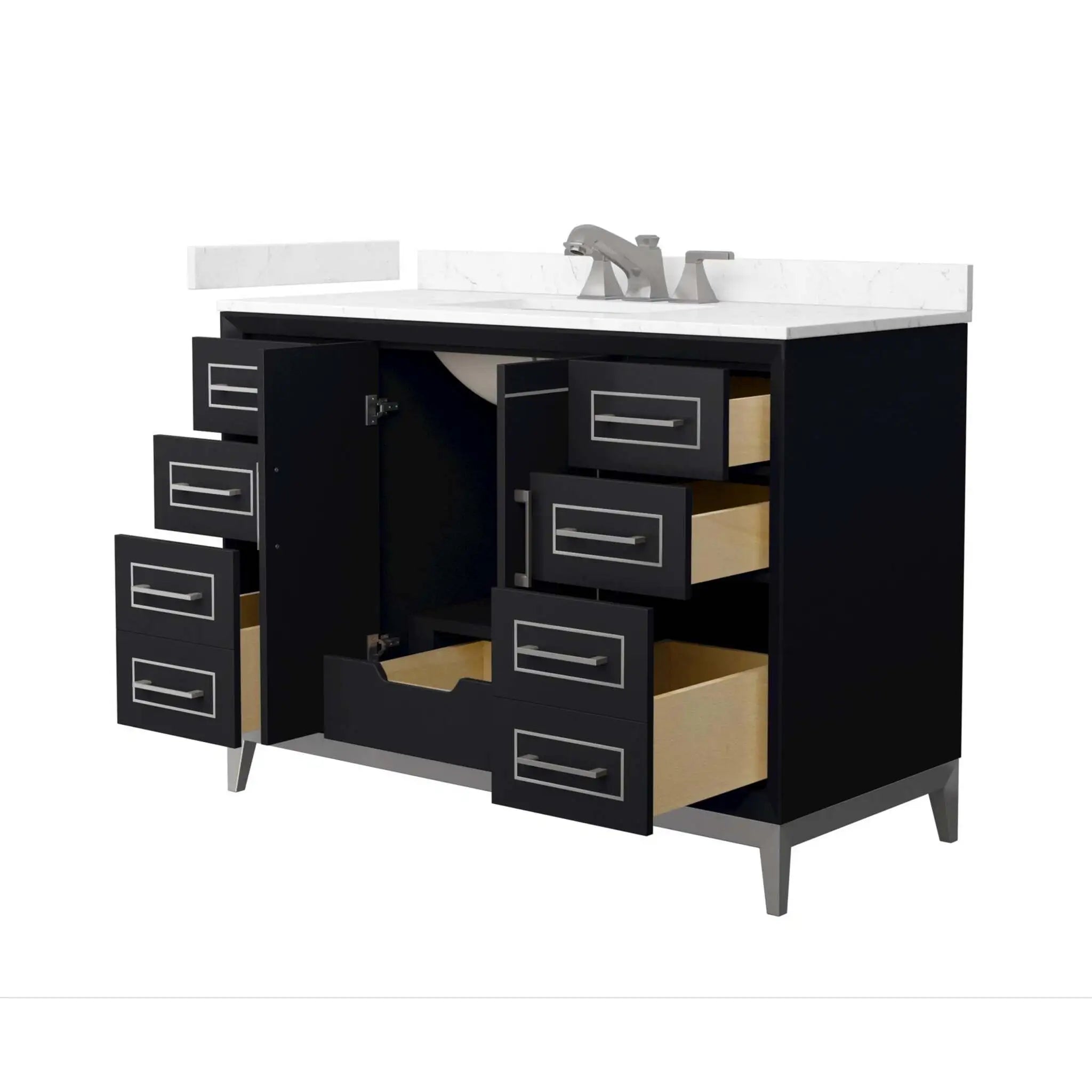 48" Marlena Single Bathroom Vanity in Black with Brushed Nickel Trim by Wyndham
