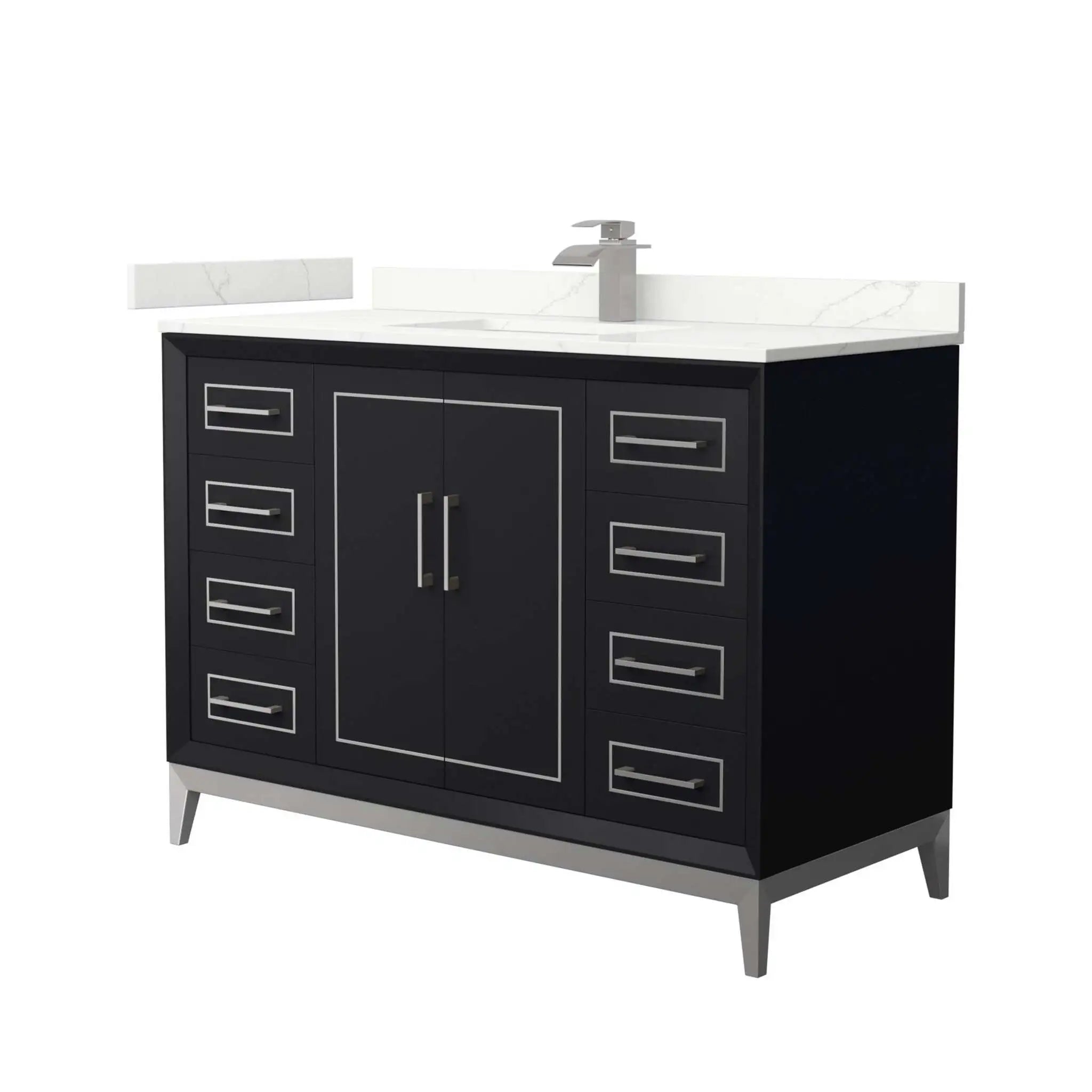 48" Marlena Single Bathroom Vanity in Black with Brushed Nickel Trim by Wyndham