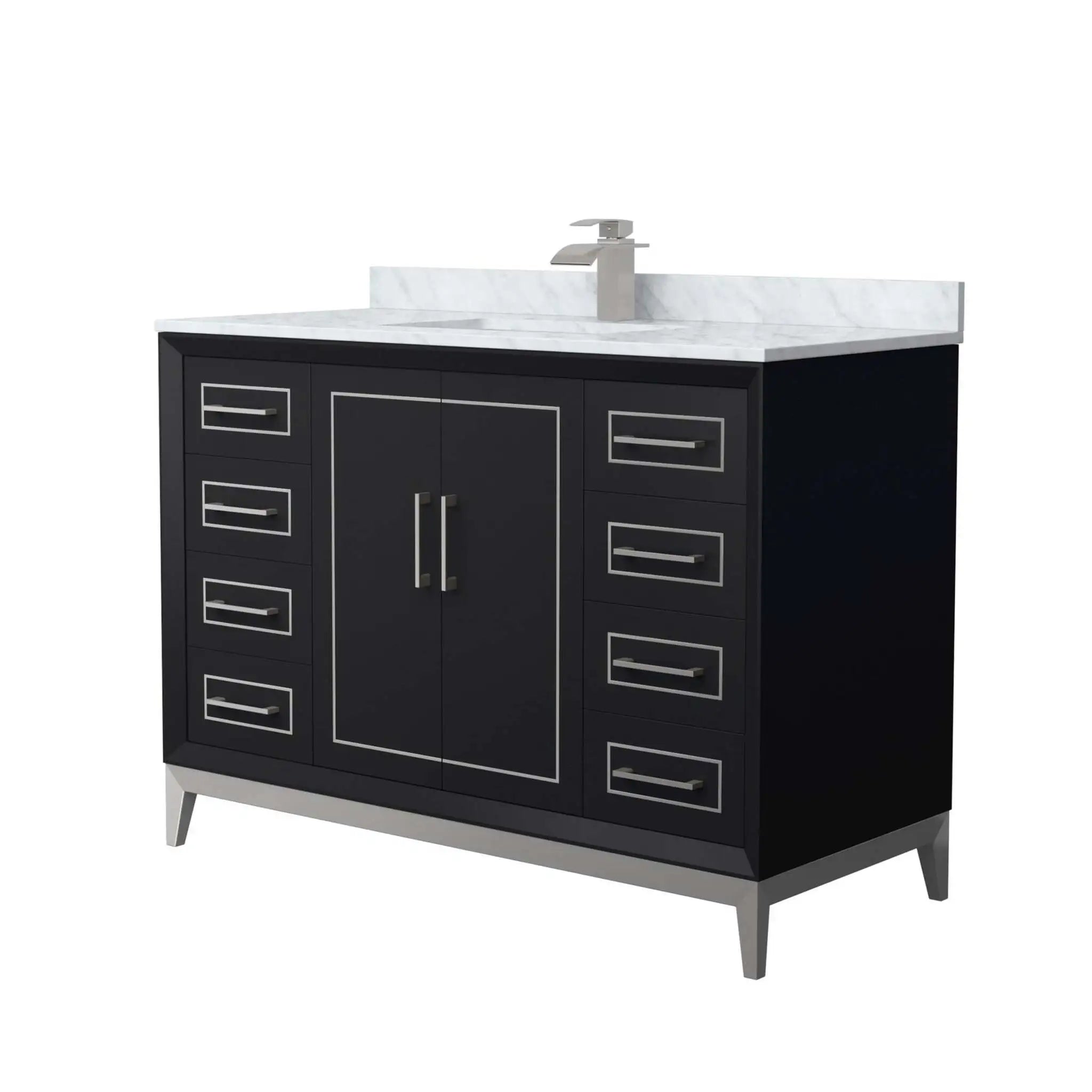 48" Marlena Single Bathroom Vanity in Black with Brushed Nickel Trim by Wyndham