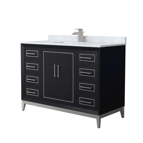 48" Marlena Single Bathroom Vanity in Black with Brushed Nickel Trim by Wyndham
