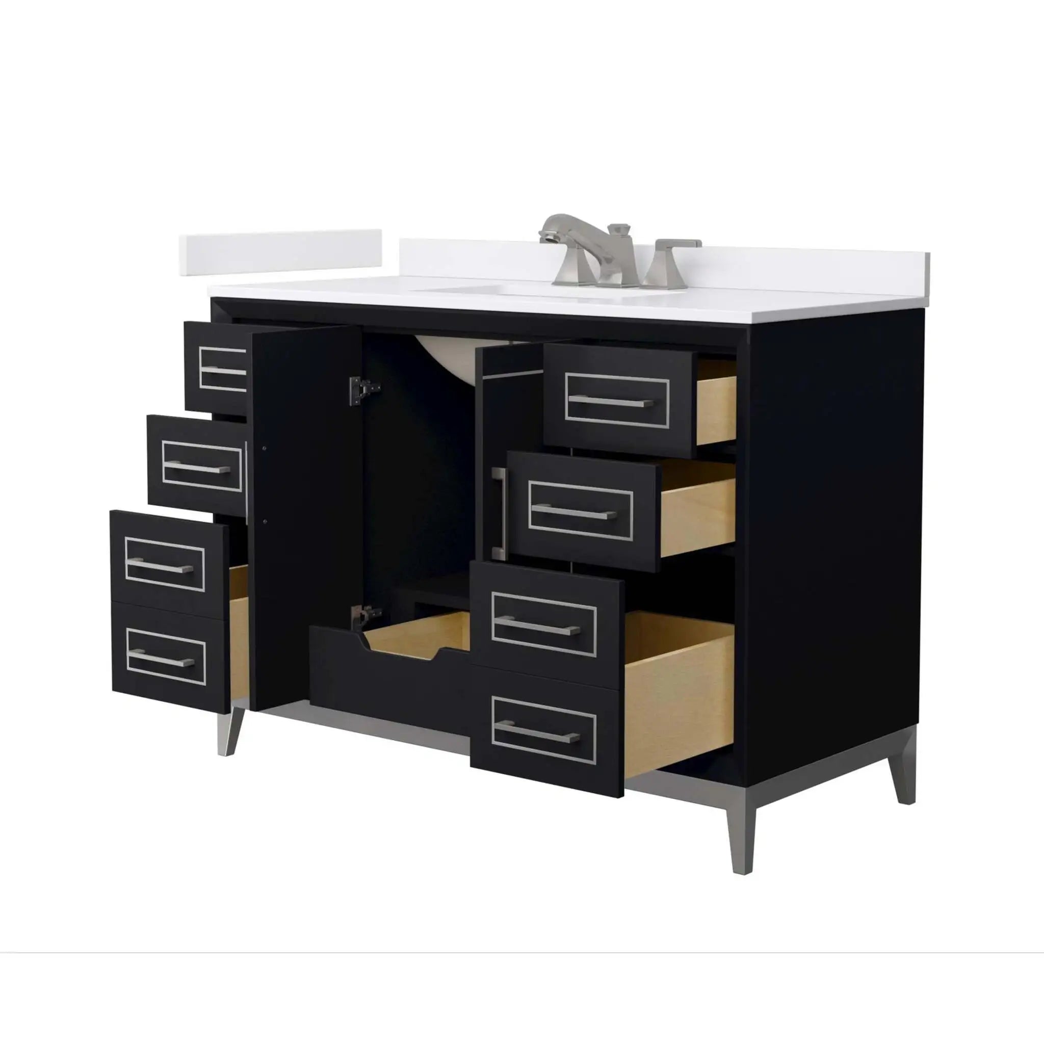 48" Marlena Single Bathroom Vanity in Black with Brushed Nickel Trim by Wyndham