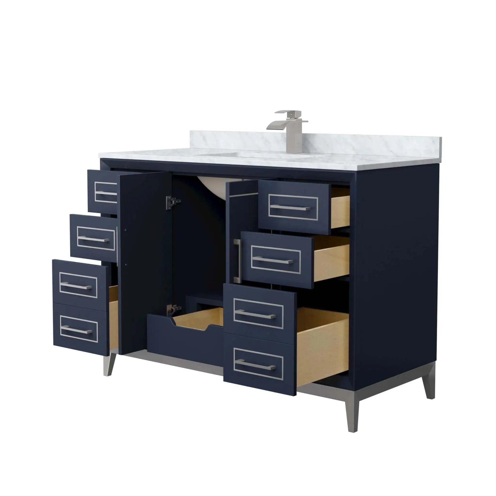 48" Marlena Single Bathroom Vanity in Dark Blue with Brushed Nickel Trim by Wyndham