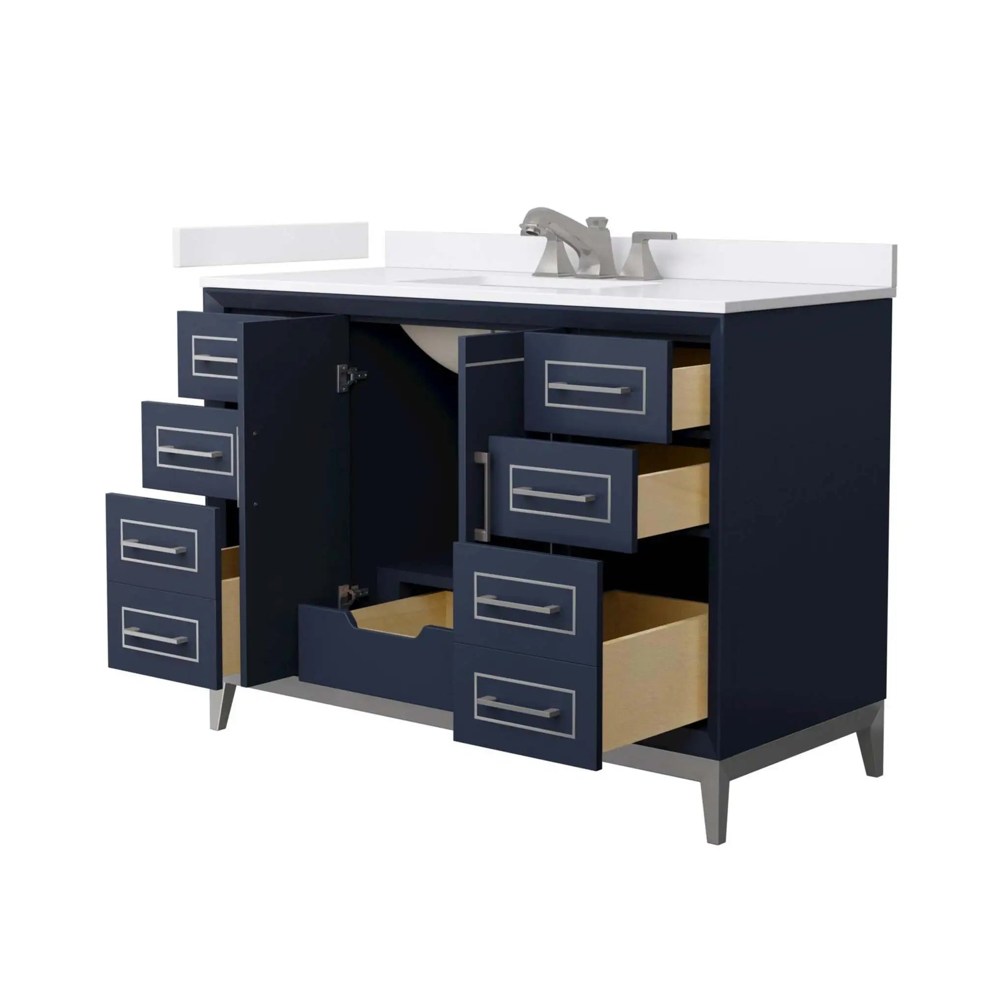 48" Marlena Single Bathroom Vanity in Dark Blue with Brushed Nickel Trim by Wyndham