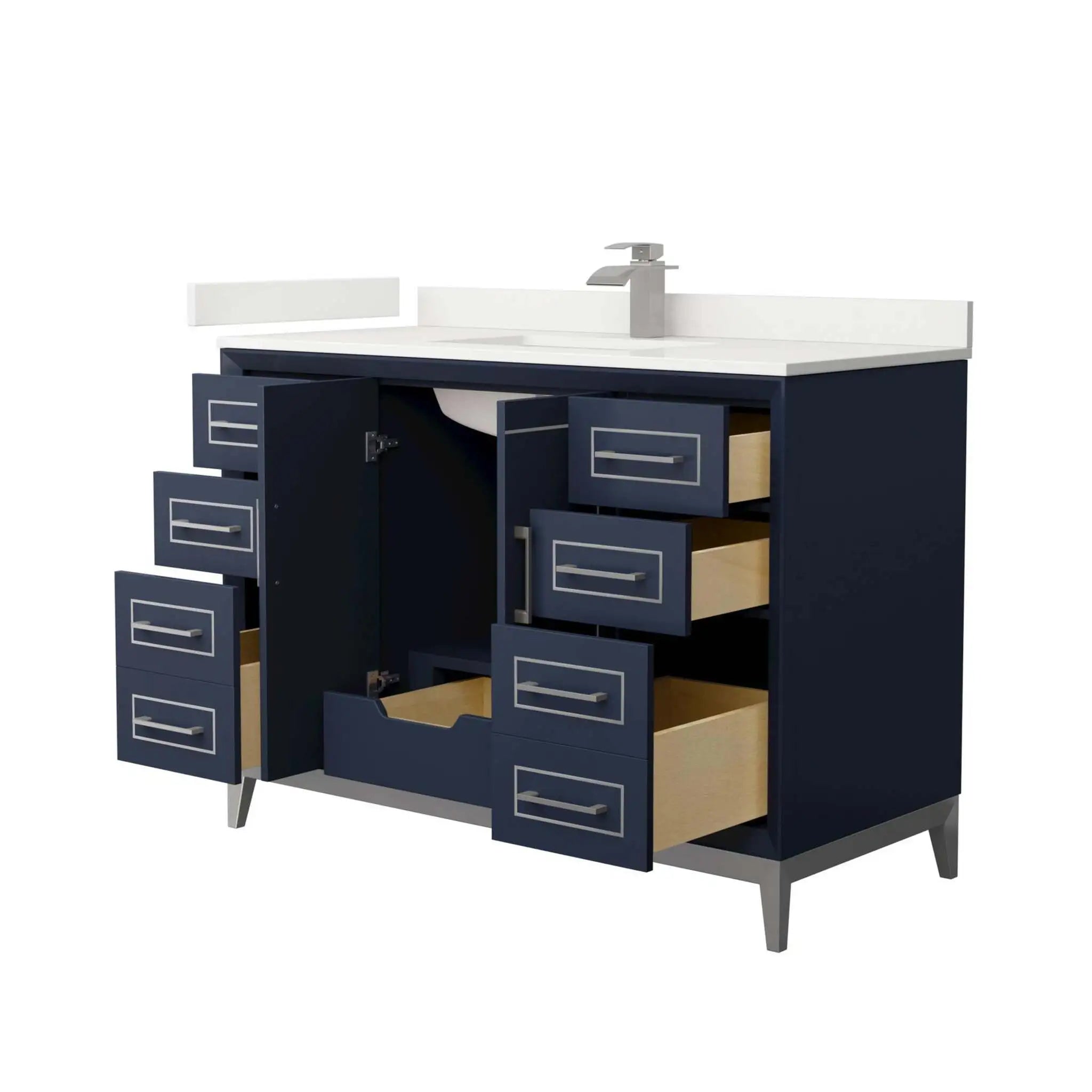 48" Marlena Single Bathroom Vanity in Dark Blue with Brushed Nickel Trim by Wyndham