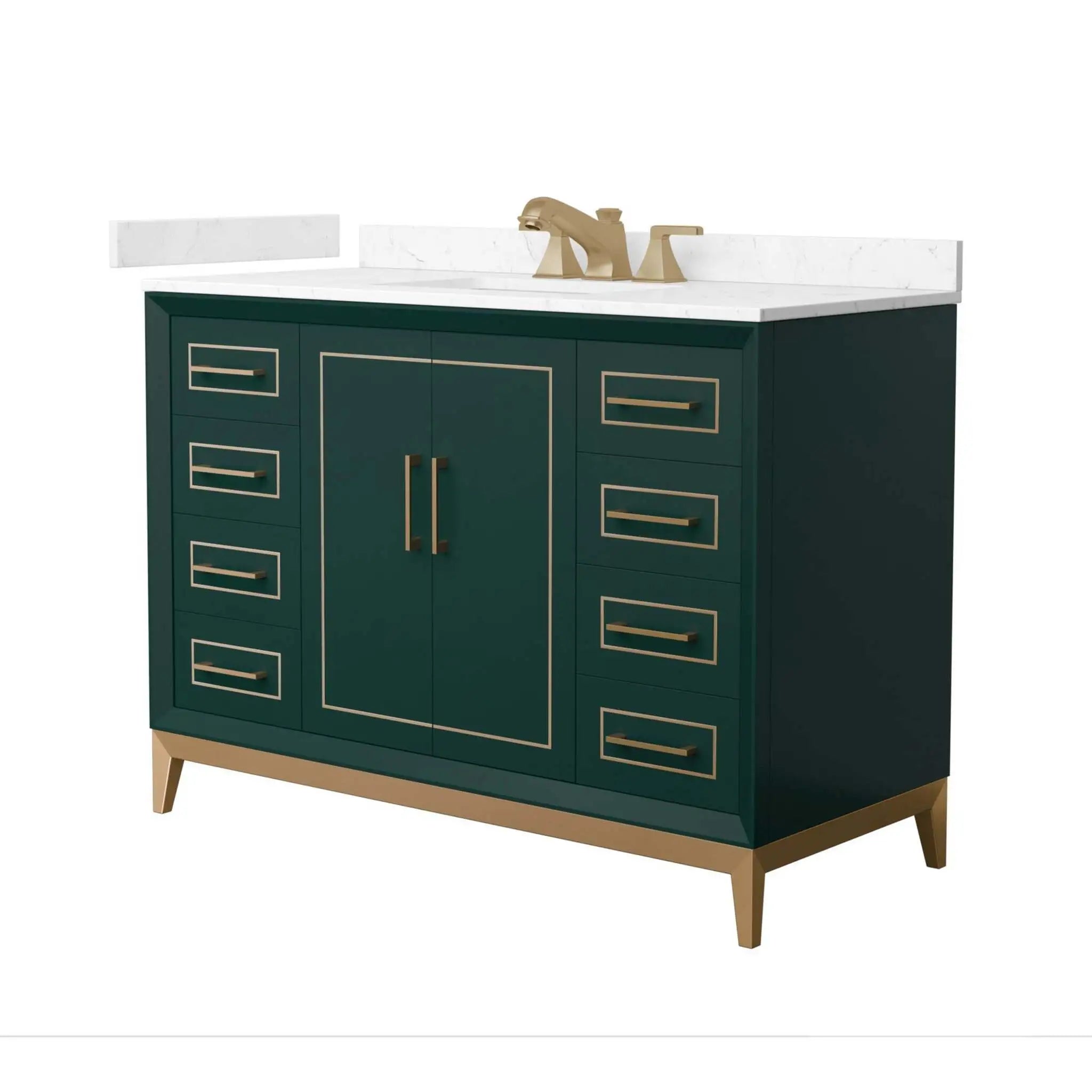 48" Marlena Single Bathroom Vanity in Green with Satin Bronze Trim by Wyndham