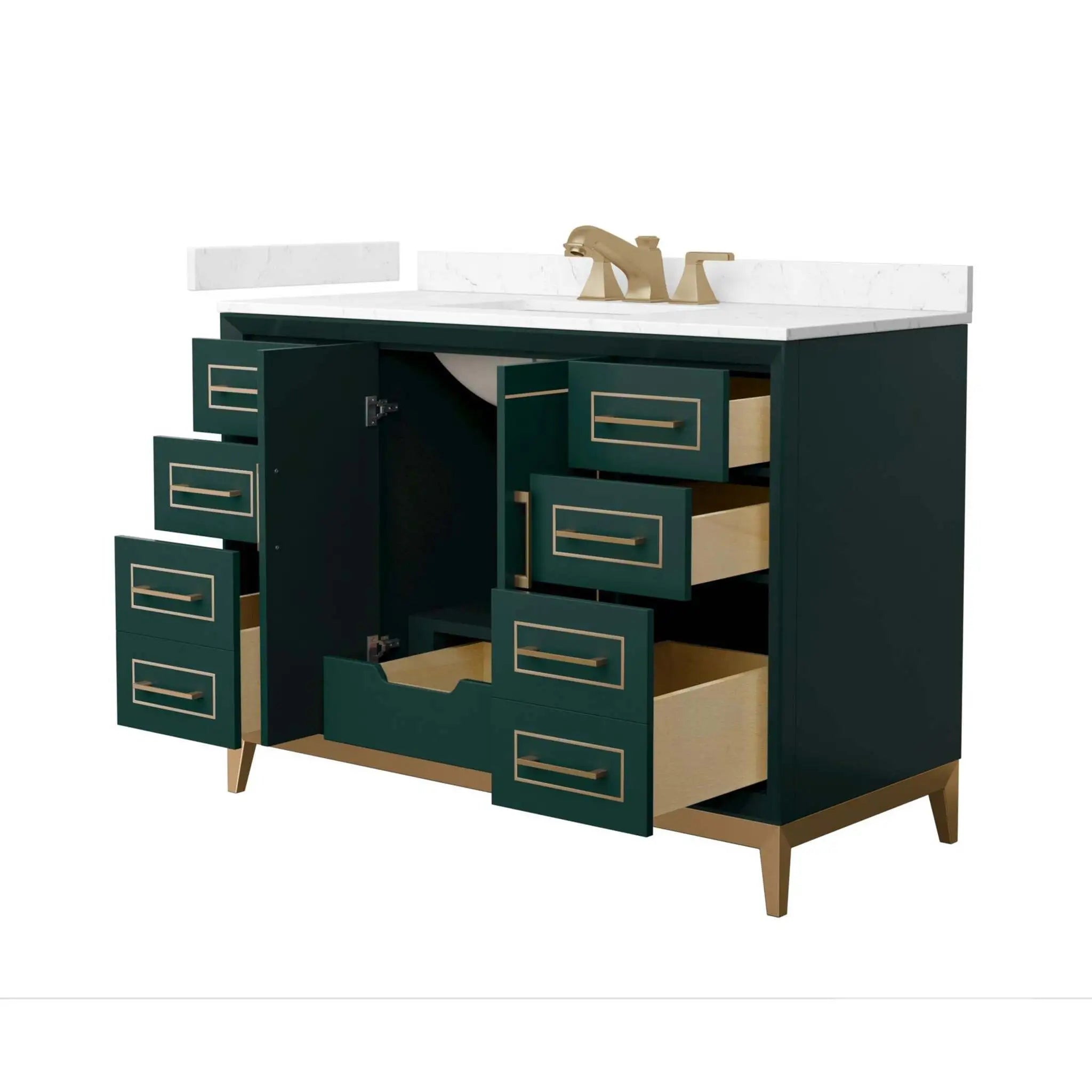 48" Marlena Single Bathroom Vanity in Green with Satin Bronze Trim by Wyndham