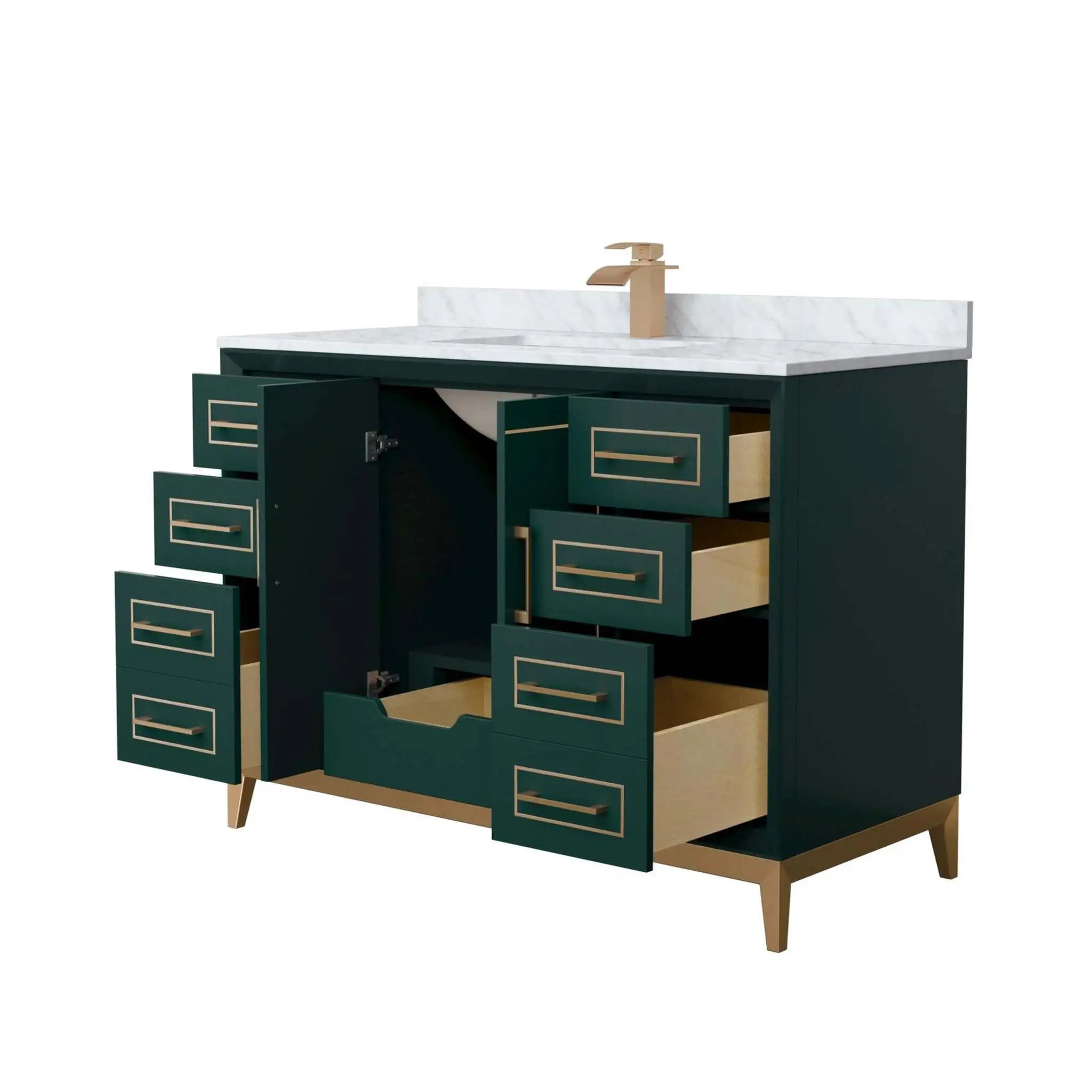 48" Marlena Single Bathroom Vanity in Green with Satin Bronze Trim by Wyndham