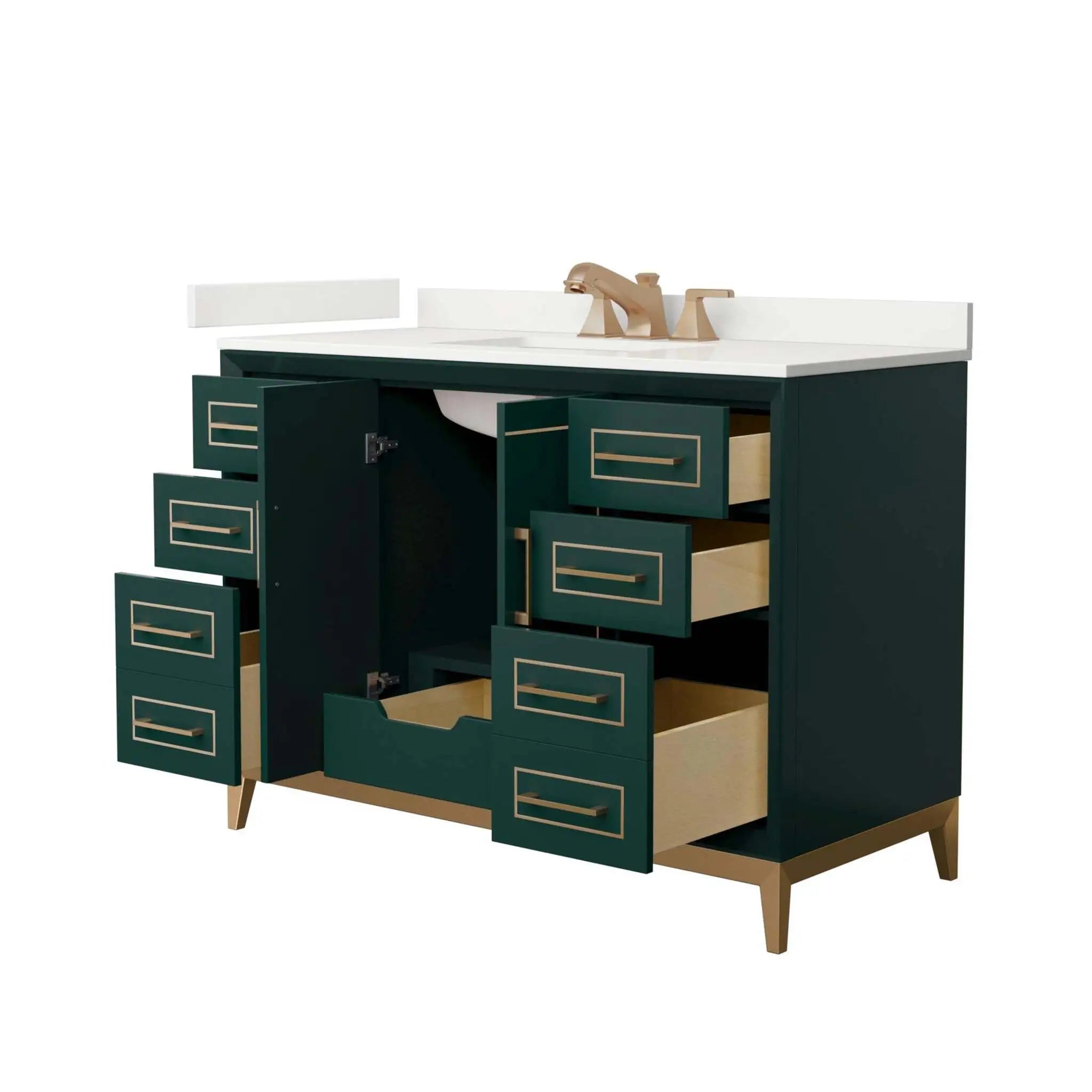 48" Marlena Single Bathroom Vanity in Green with Satin Bronze Trim by Wyndham