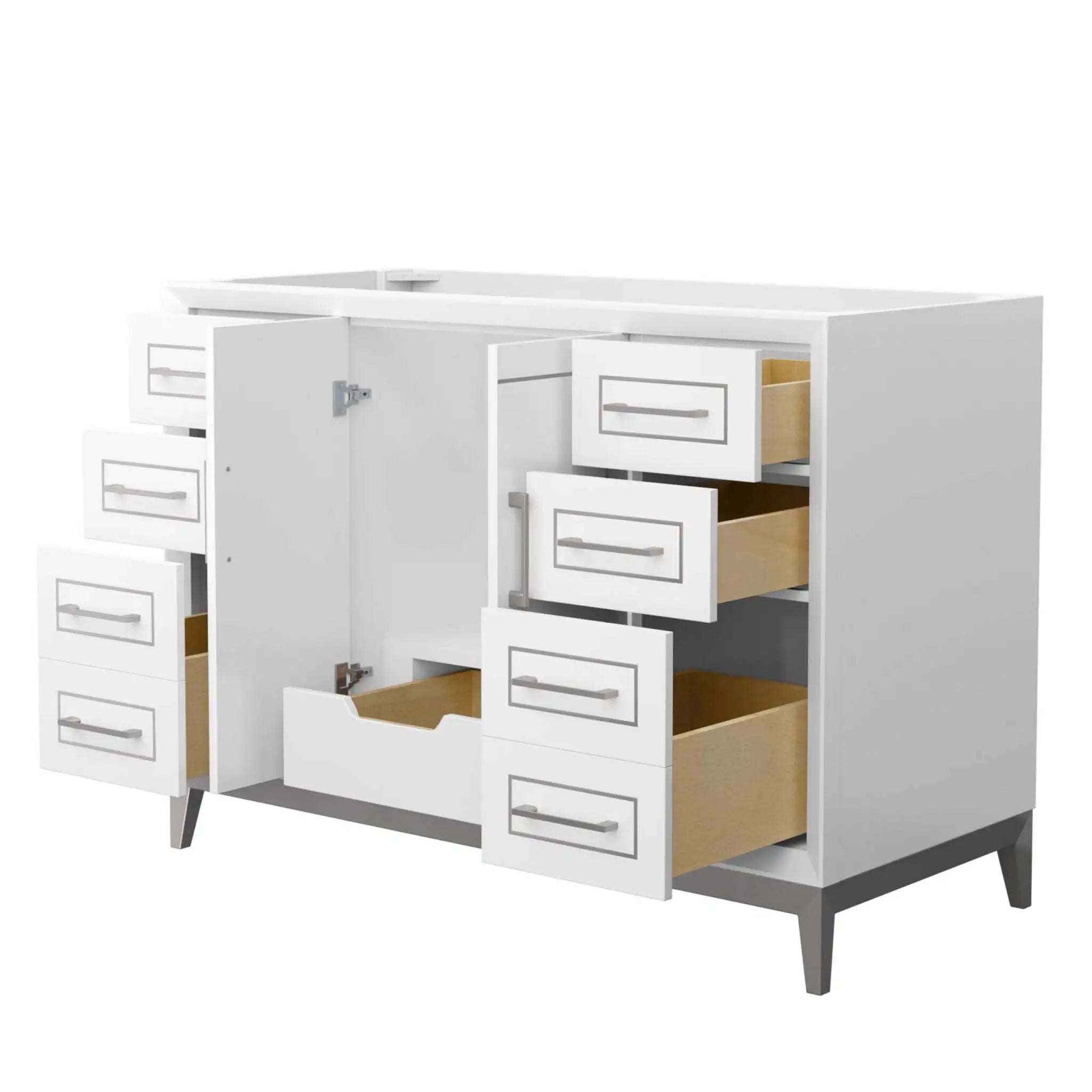 48" Marlena Single Bathroom Vanity in White with Brushed Nickel Trim by Wyndham