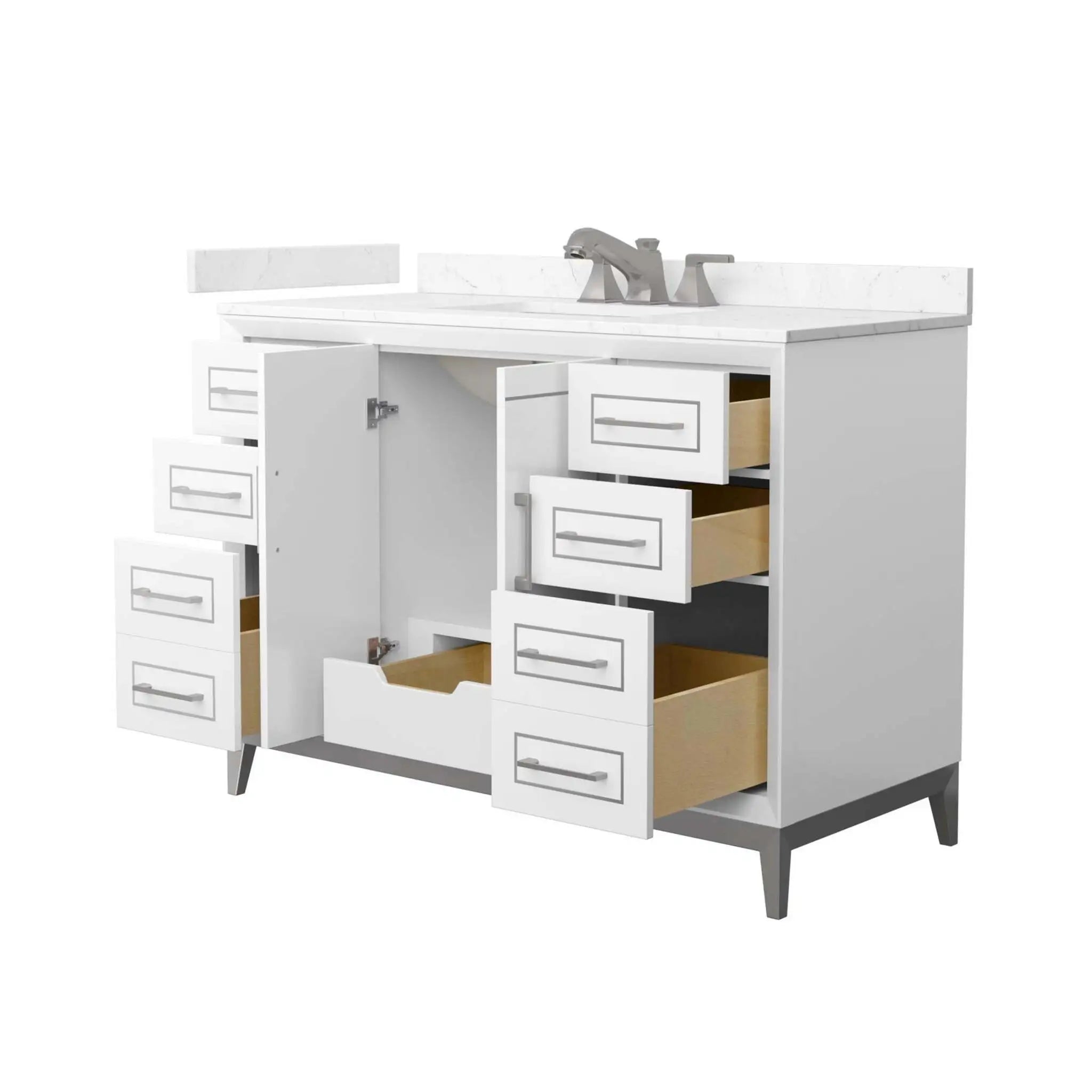 48" Marlena Single Bathroom Vanity in White with Brushed Nickel Trim by Wyndham