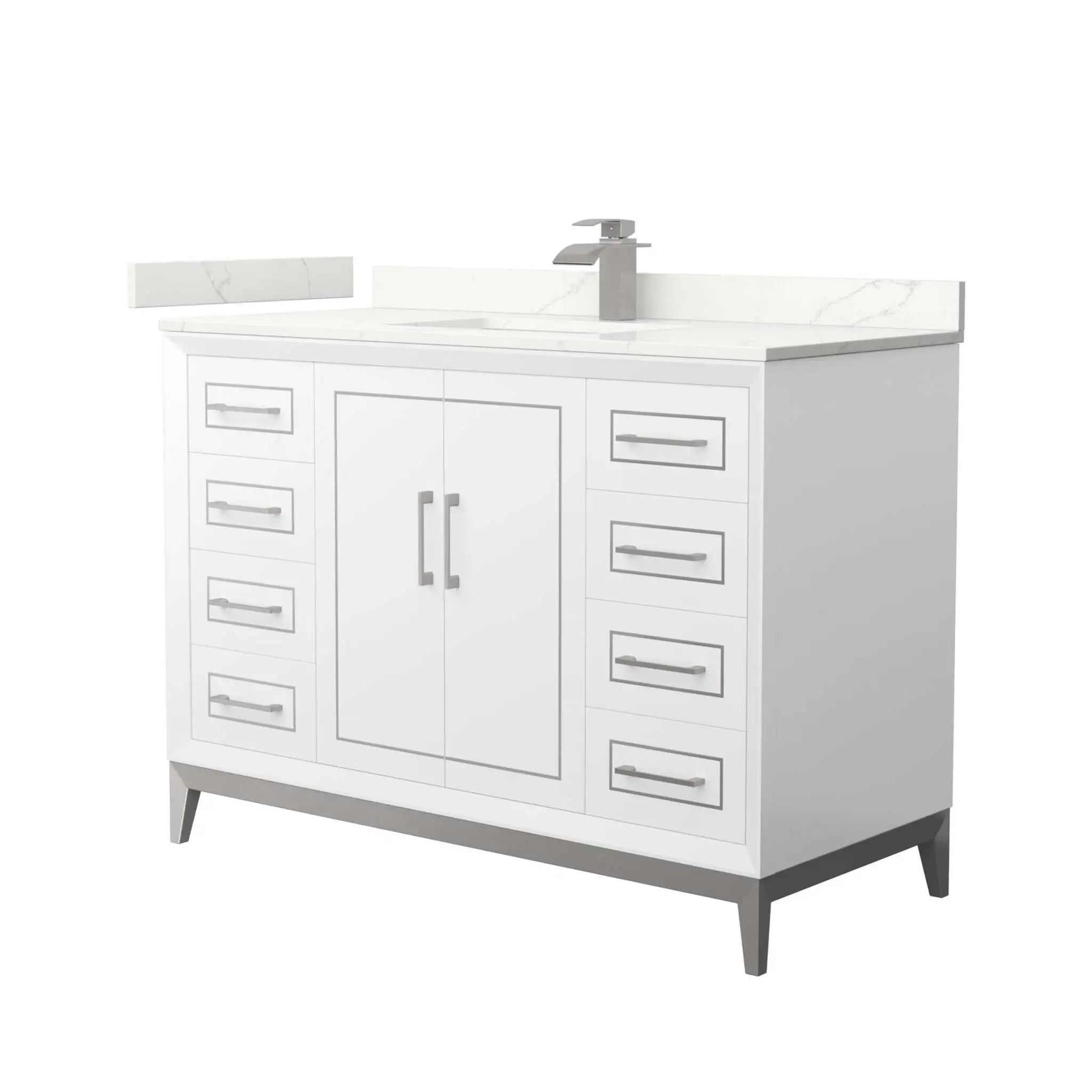 48" Marlena Single Bathroom Vanity in White with Brushed Nickel Trim by Wyndham