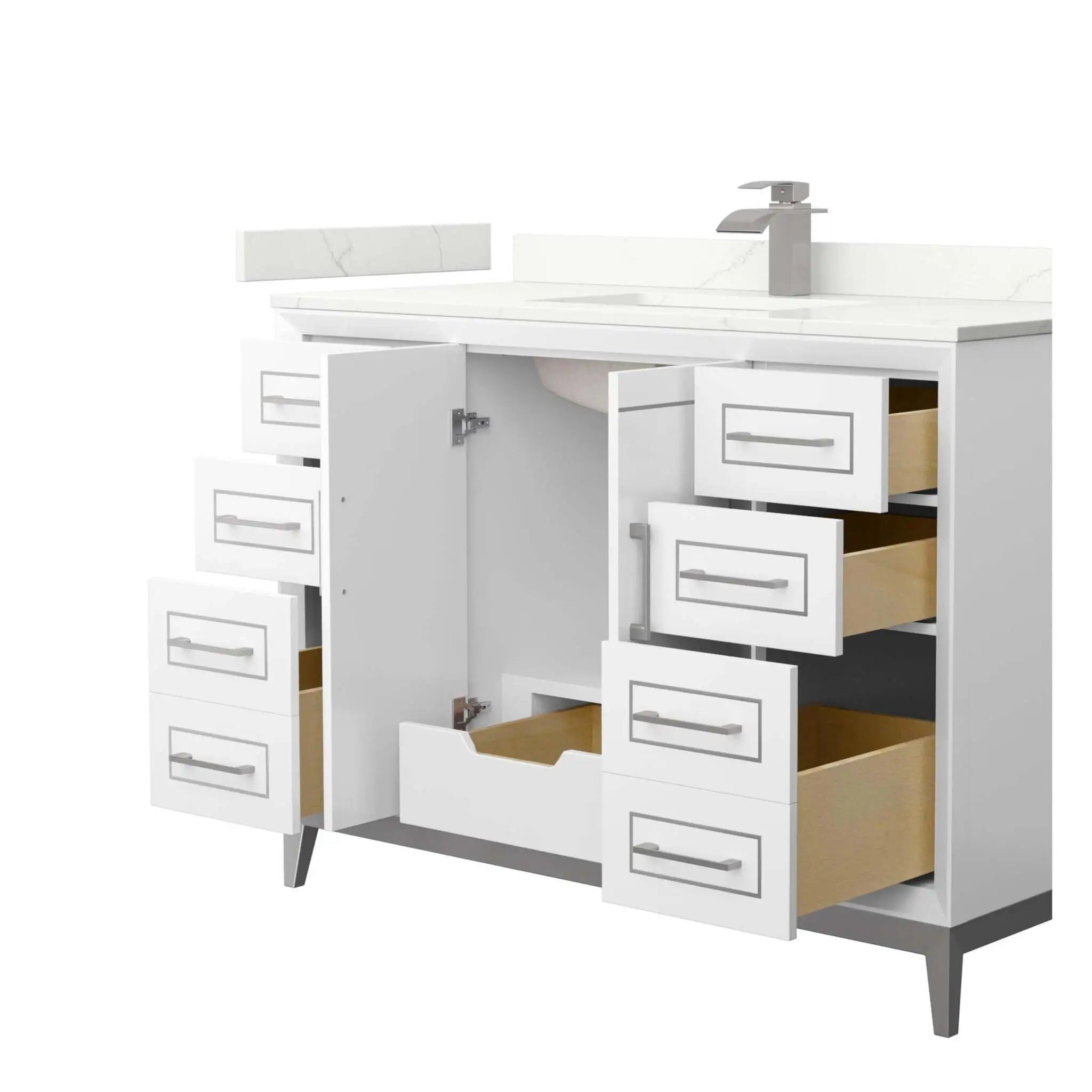 48" Marlena Single Bathroom Vanity in White with Brushed Nickel Trim by Wyndham