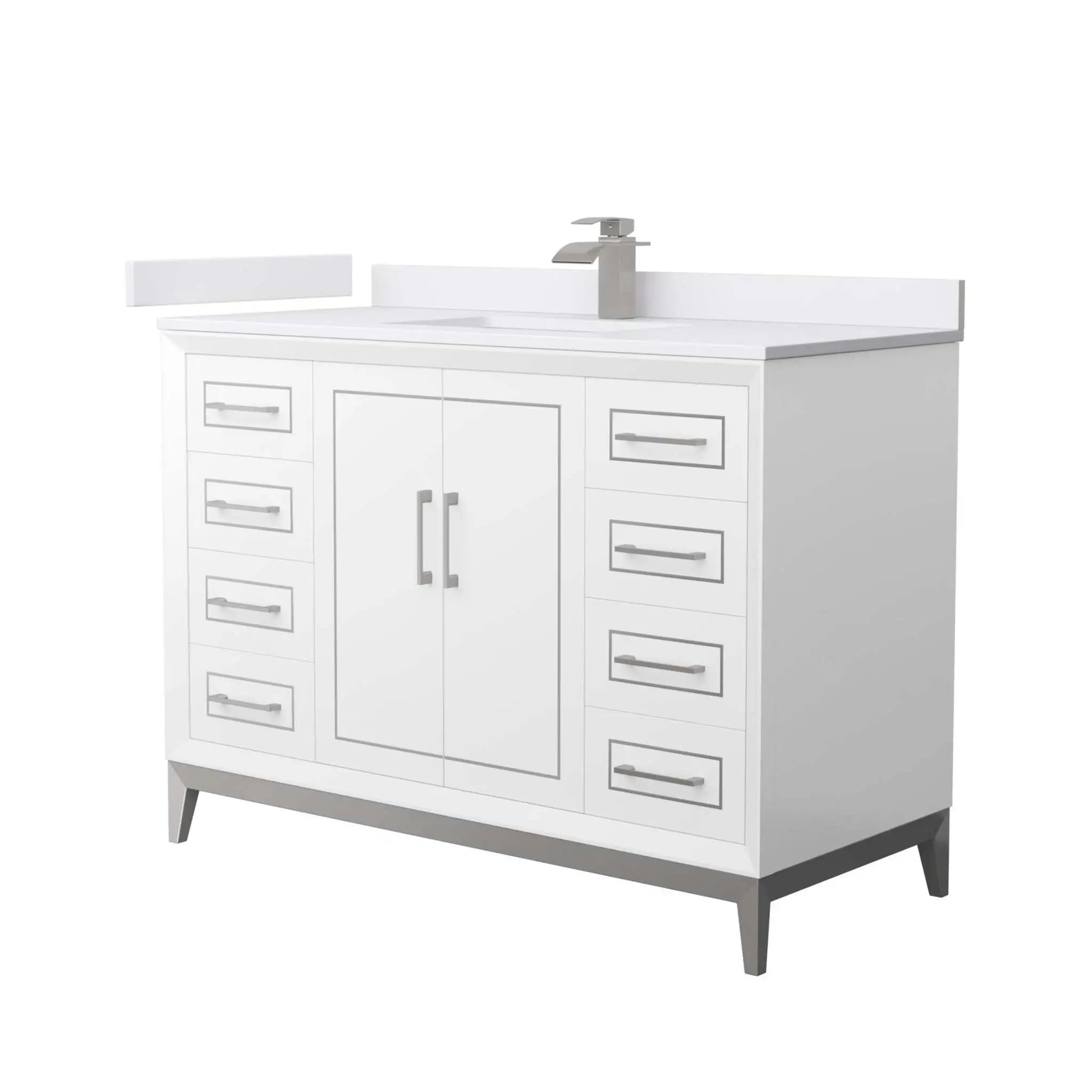 48" Marlena Single Bathroom Vanity in White with Brushed Nickel Trim by Wyndham
