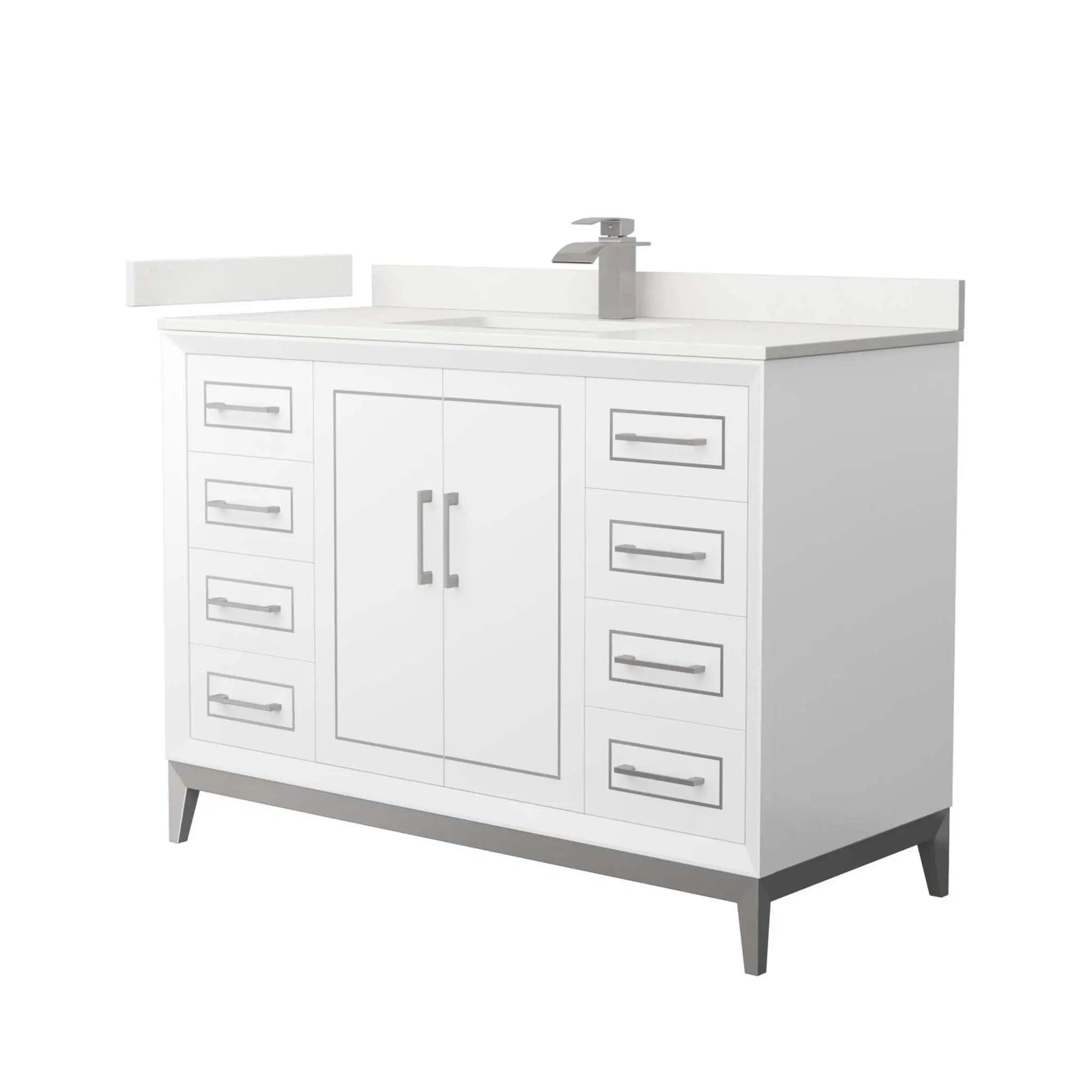 48" Marlena Single Bathroom Vanity in White with Brushed Nickel Trim by Wyndham