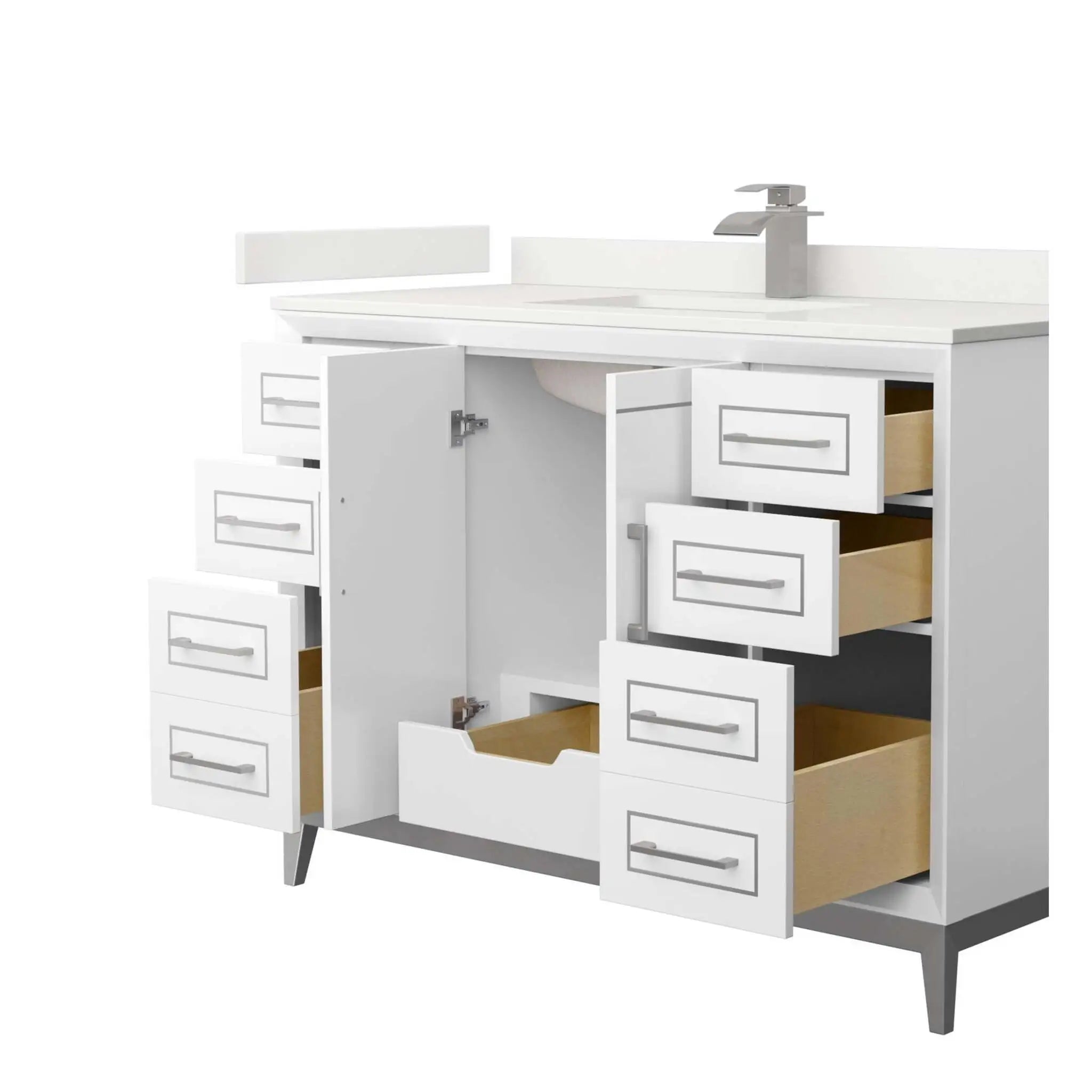 48" Marlena Single Bathroom Vanity in White with Brushed Nickel Trim by Wyndham
