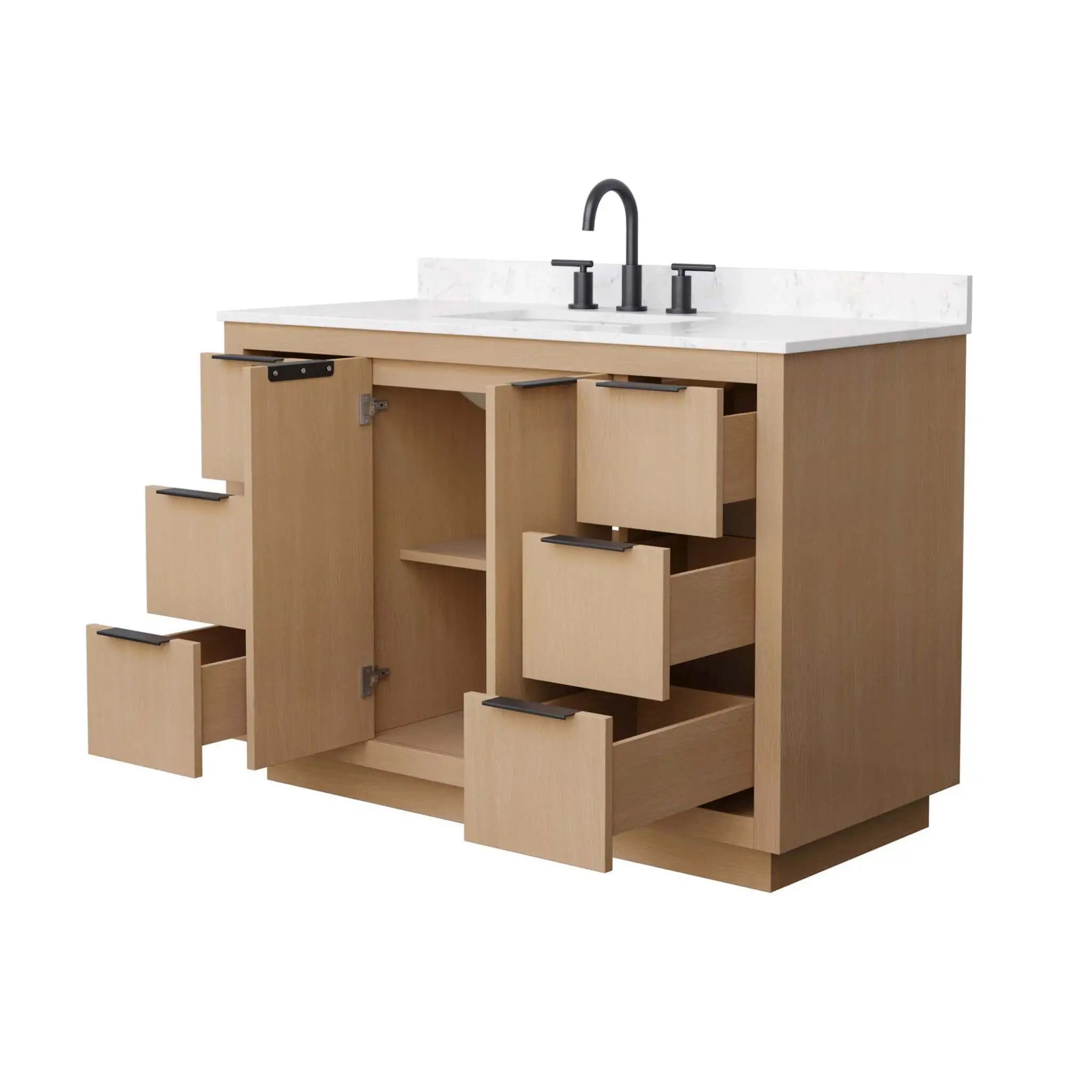 48" Maroni Single Bathroom Vanity in Light Straw with Matte Black Trim by Wyndham