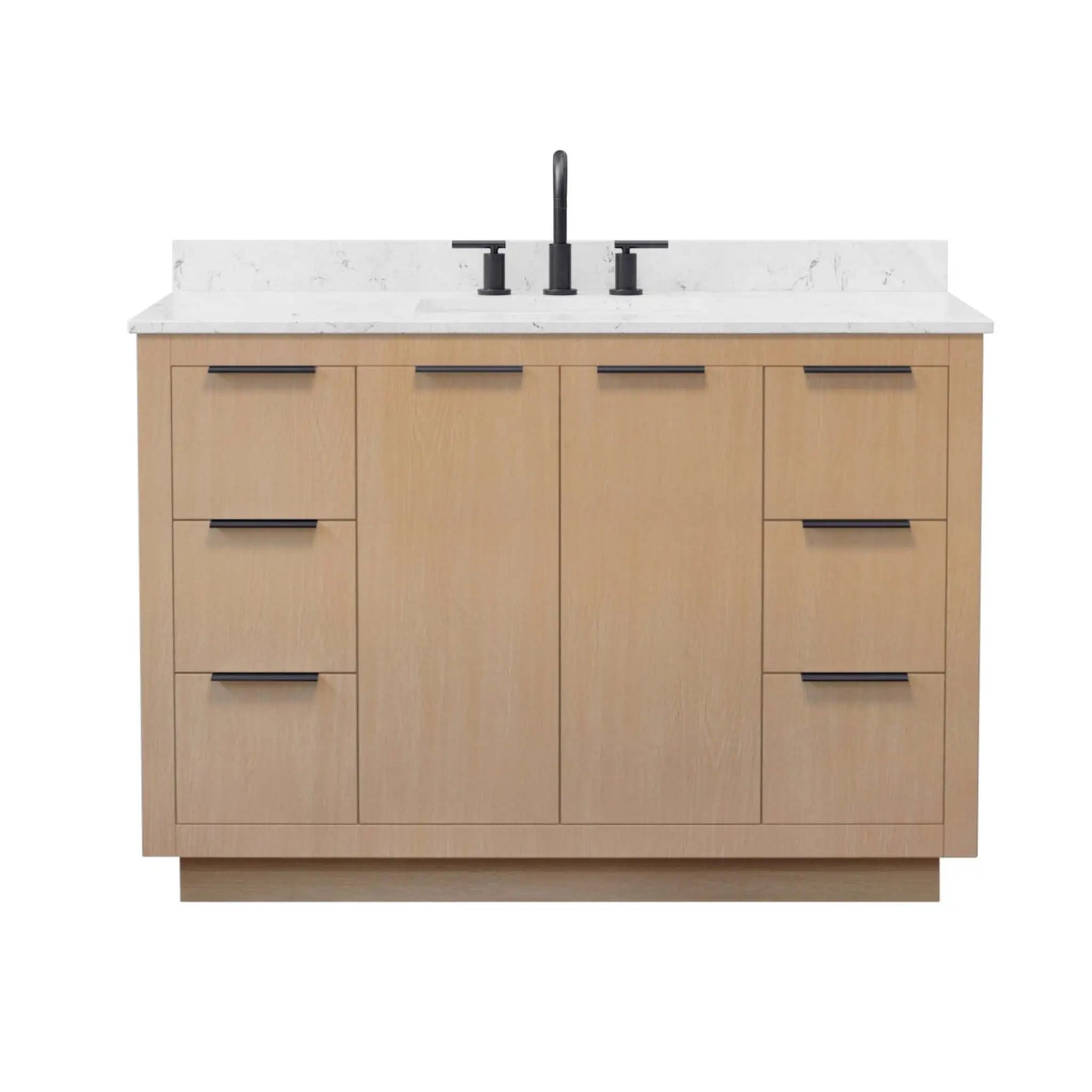 48" Maroni Single Bathroom Vanity in Light Straw with Matte Black Trim by Wyndham