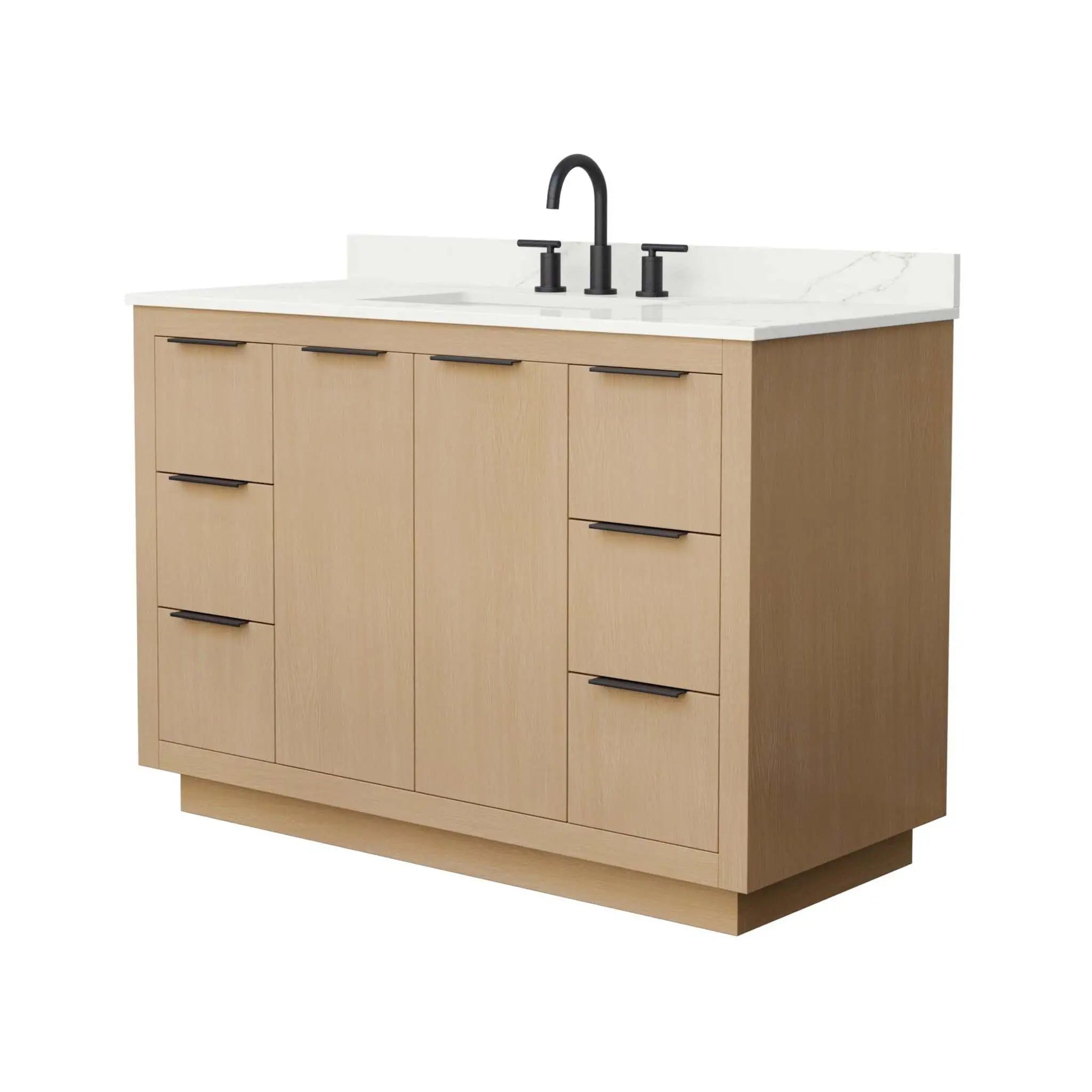 48" Maroni Single Bathroom Vanity in Light Straw with Matte Black Trim by Wyndham