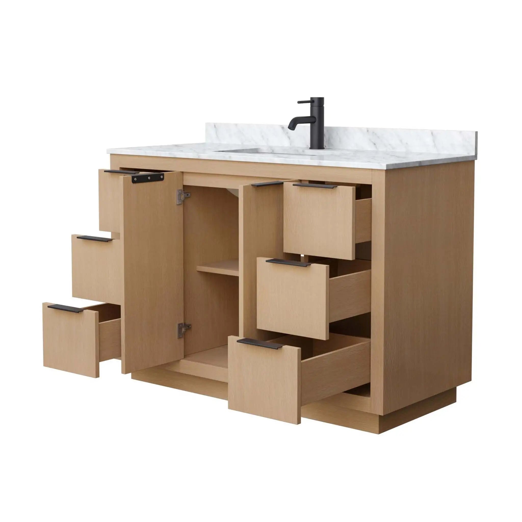 48" Maroni Single Bathroom Vanity in Light Straw with Matte Black Trim by Wyndham