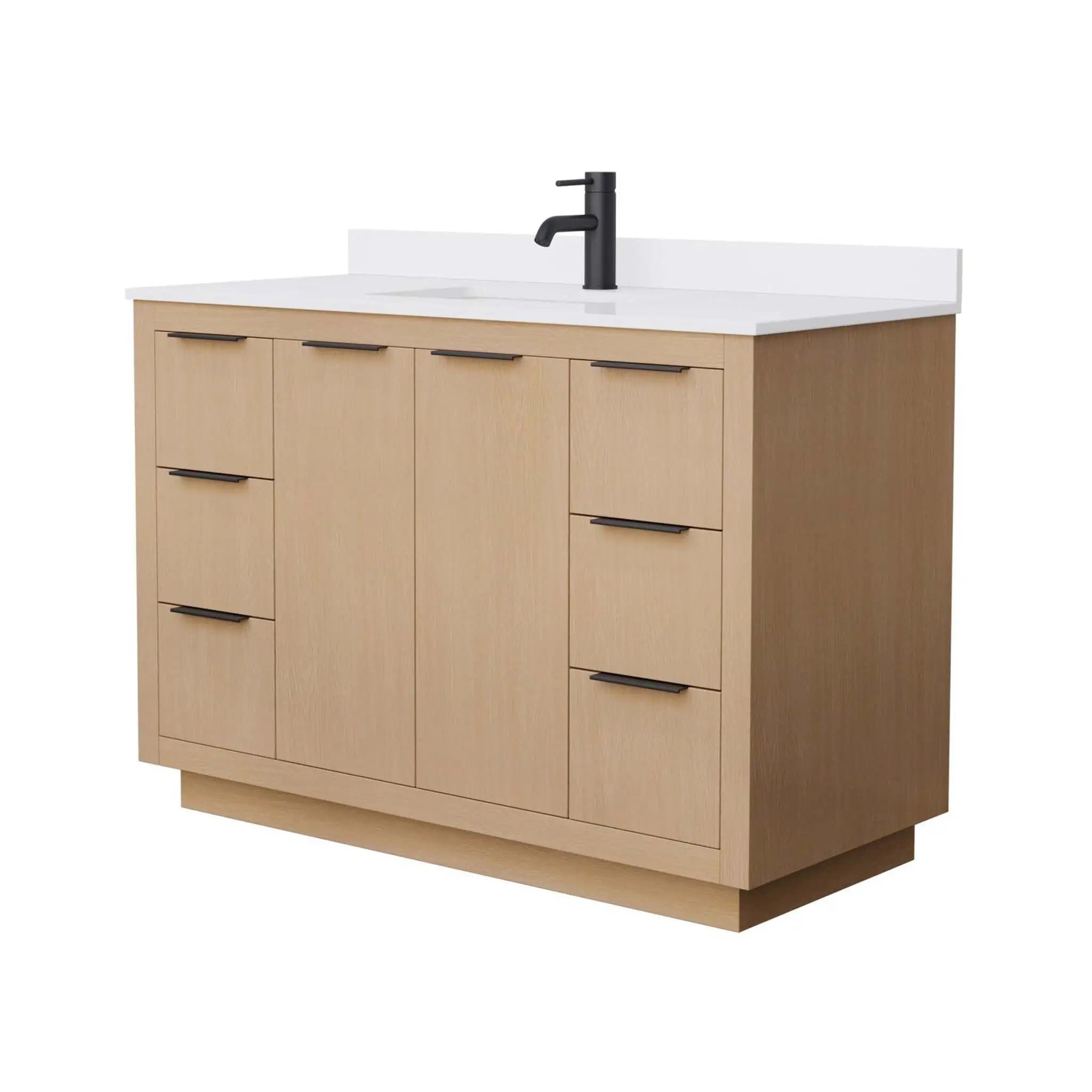 48" Maroni Single Bathroom Vanity in Light Straw with Matte Black Trim by Wyndham