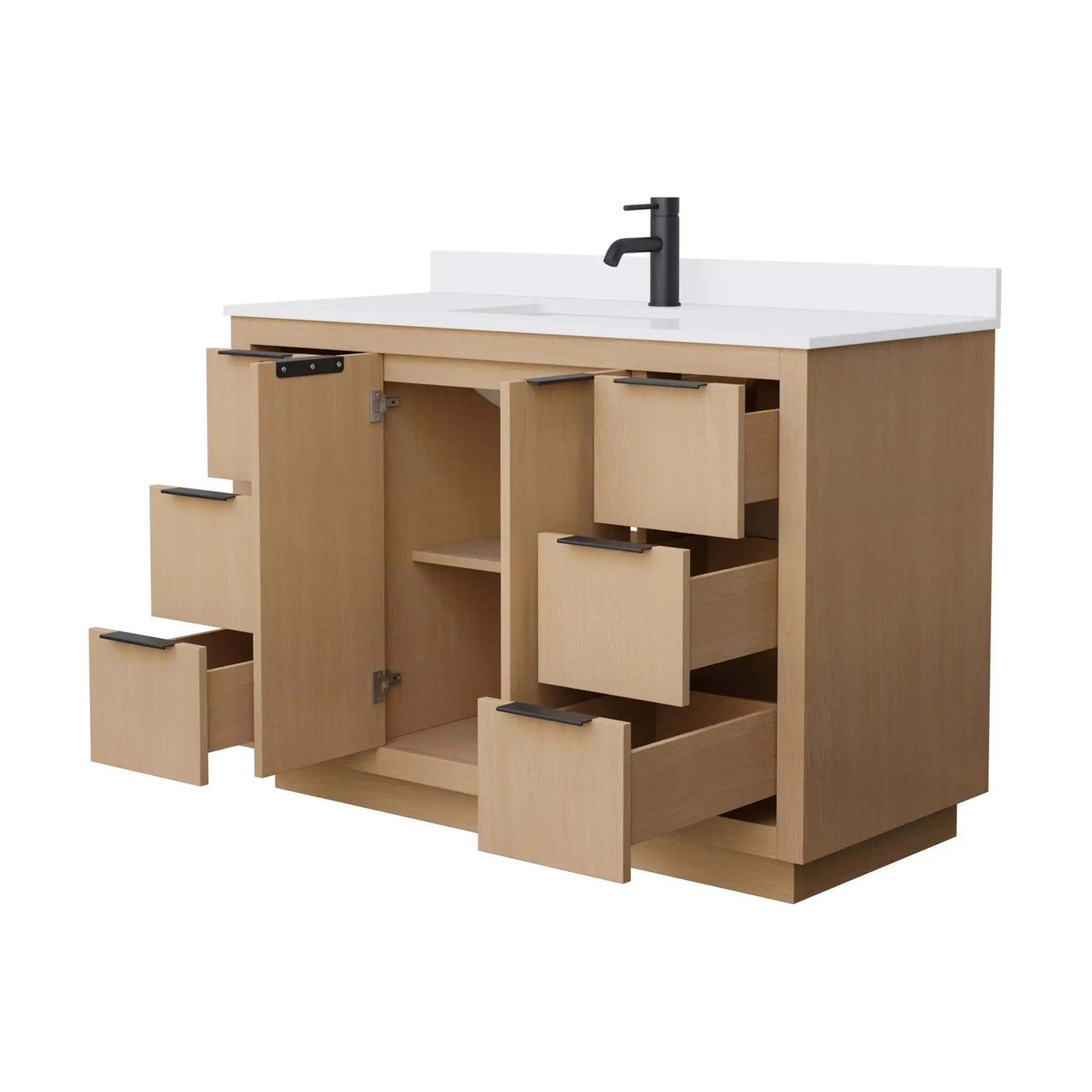 48" Maroni Single Bathroom Vanity in Light Straw with Matte Black Trim by Wyndham