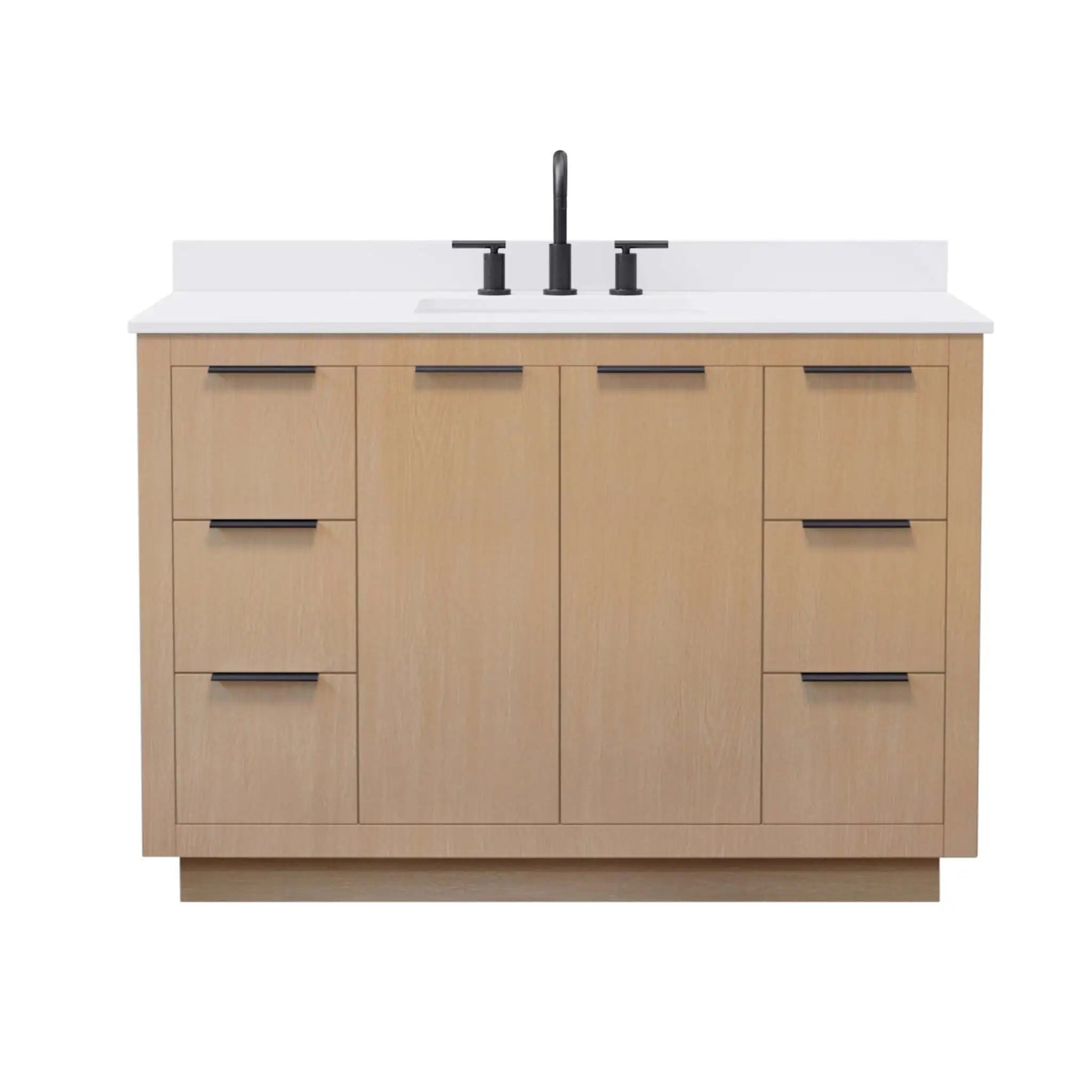 48" Maroni Single Bathroom Vanity in Light Straw with Matte Black Trim by Wyndham