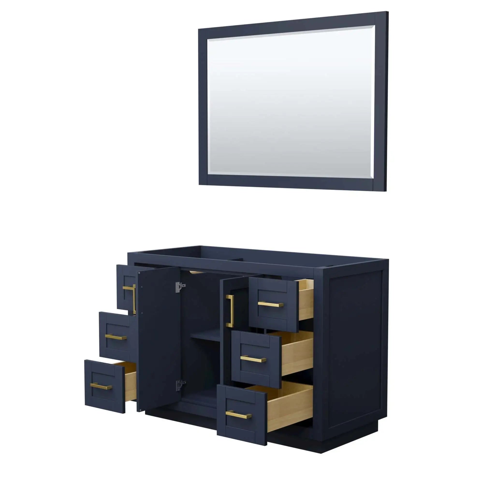 48" Miranda Single Bathroom Vanity in Dark Blue with Brushed Gold Trim & 46" Mirror by Wyndham