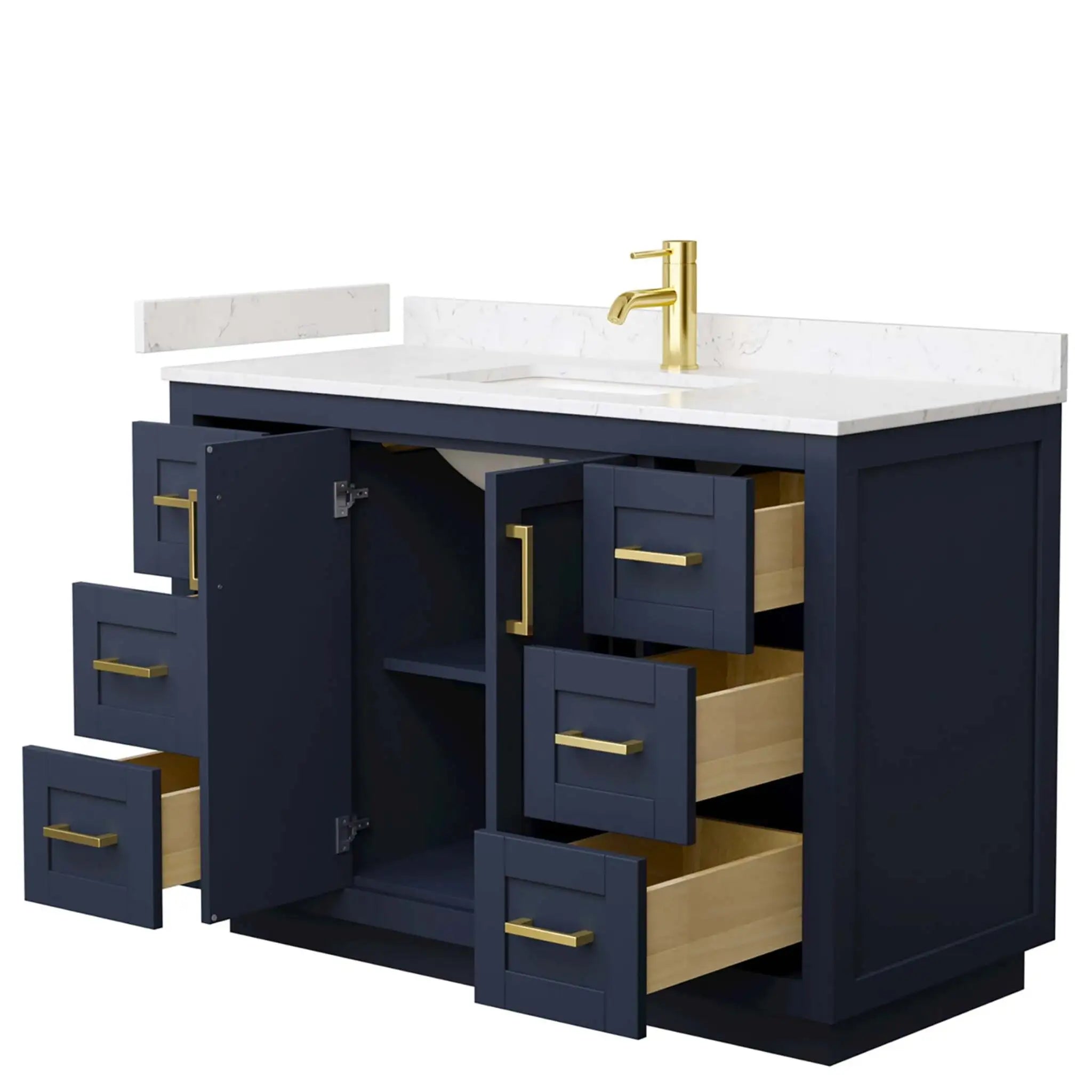 48" Miranda Single Bathroom Vanity in Dark Blue with Brushed Gold Trim by Wyndham