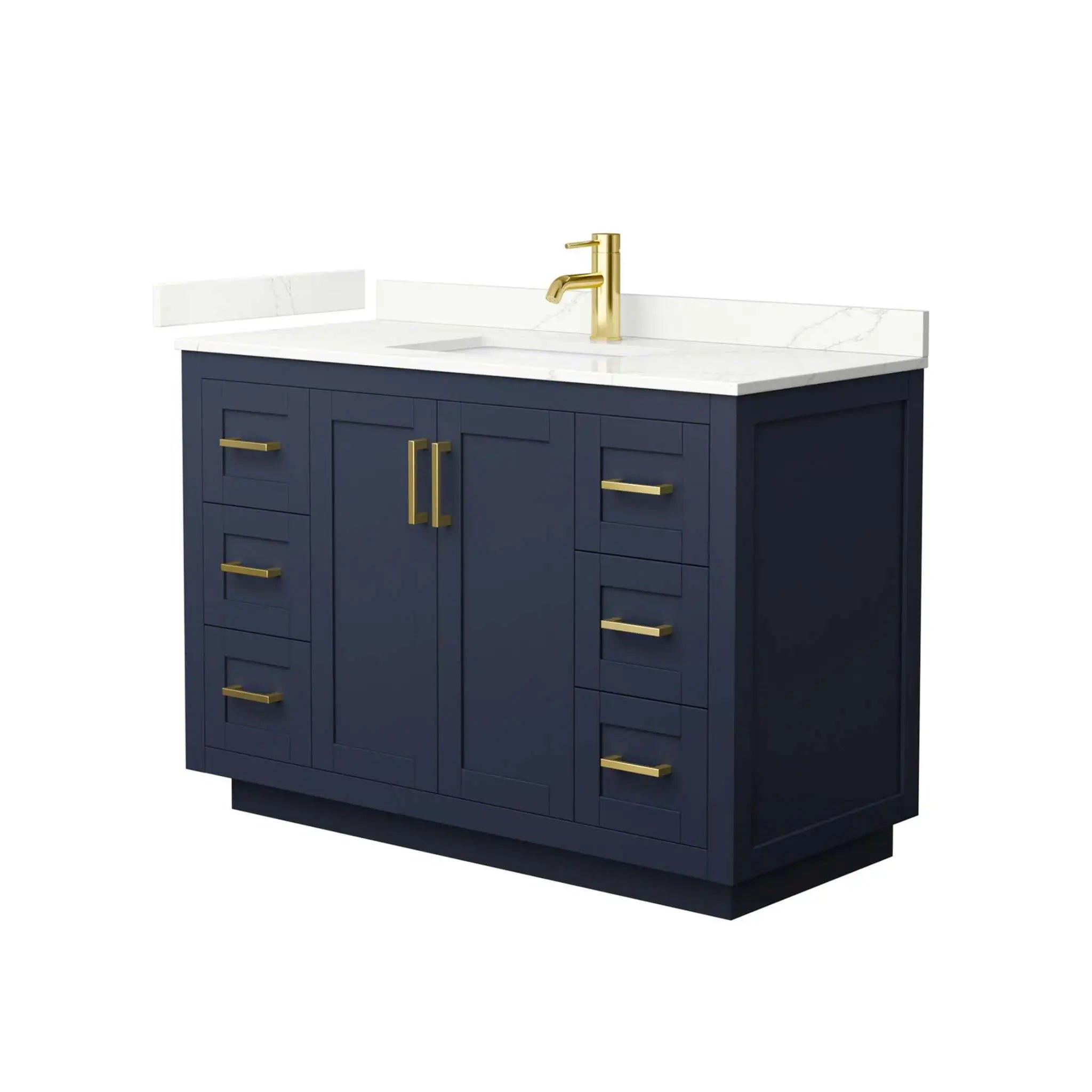 48" Miranda Single Bathroom Vanity in Dark Blue with Brushed Gold Trim by Wyndham