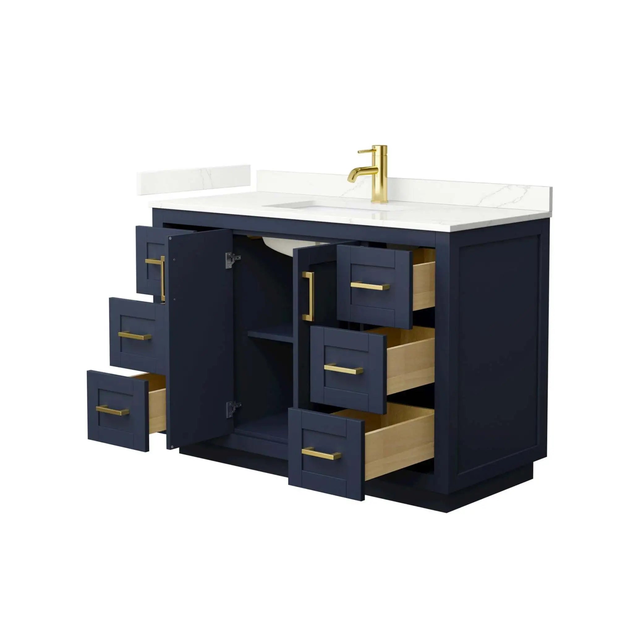 48" Miranda Single Bathroom Vanity in Dark Blue with Brushed Gold Trim by Wyndham