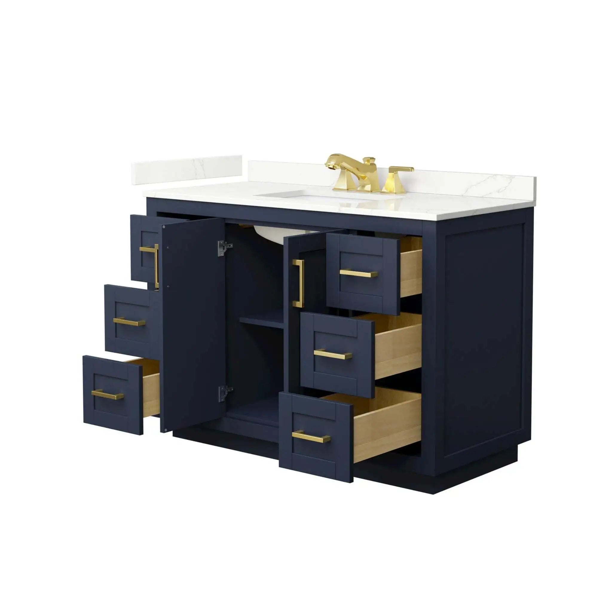 48" Miranda Single Bathroom Vanity in Dark Blue with Brushed Gold Trim by Wyndham