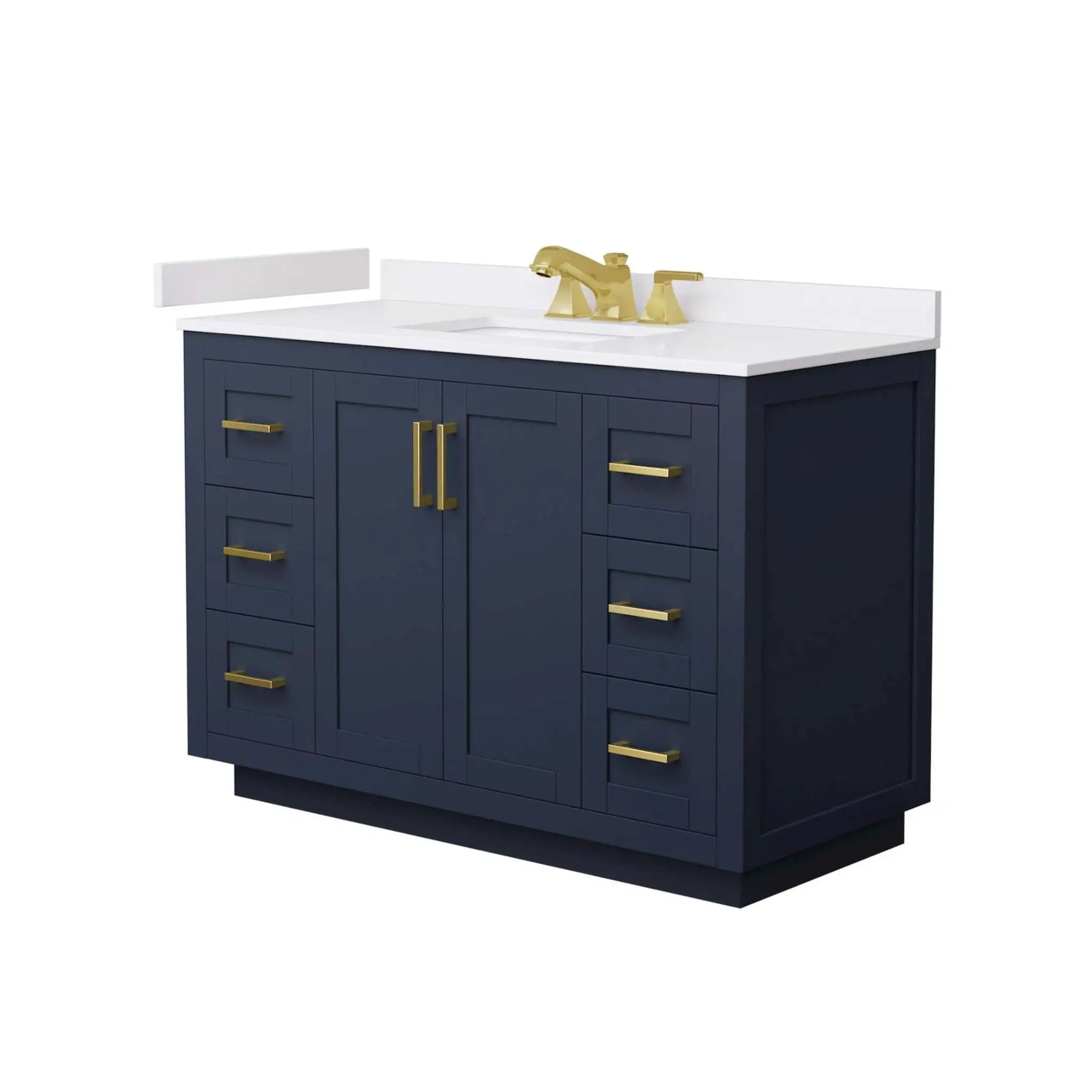 48" Miranda Single Bathroom Vanity in Dark Blue with Brushed Gold Trim by Wyndham