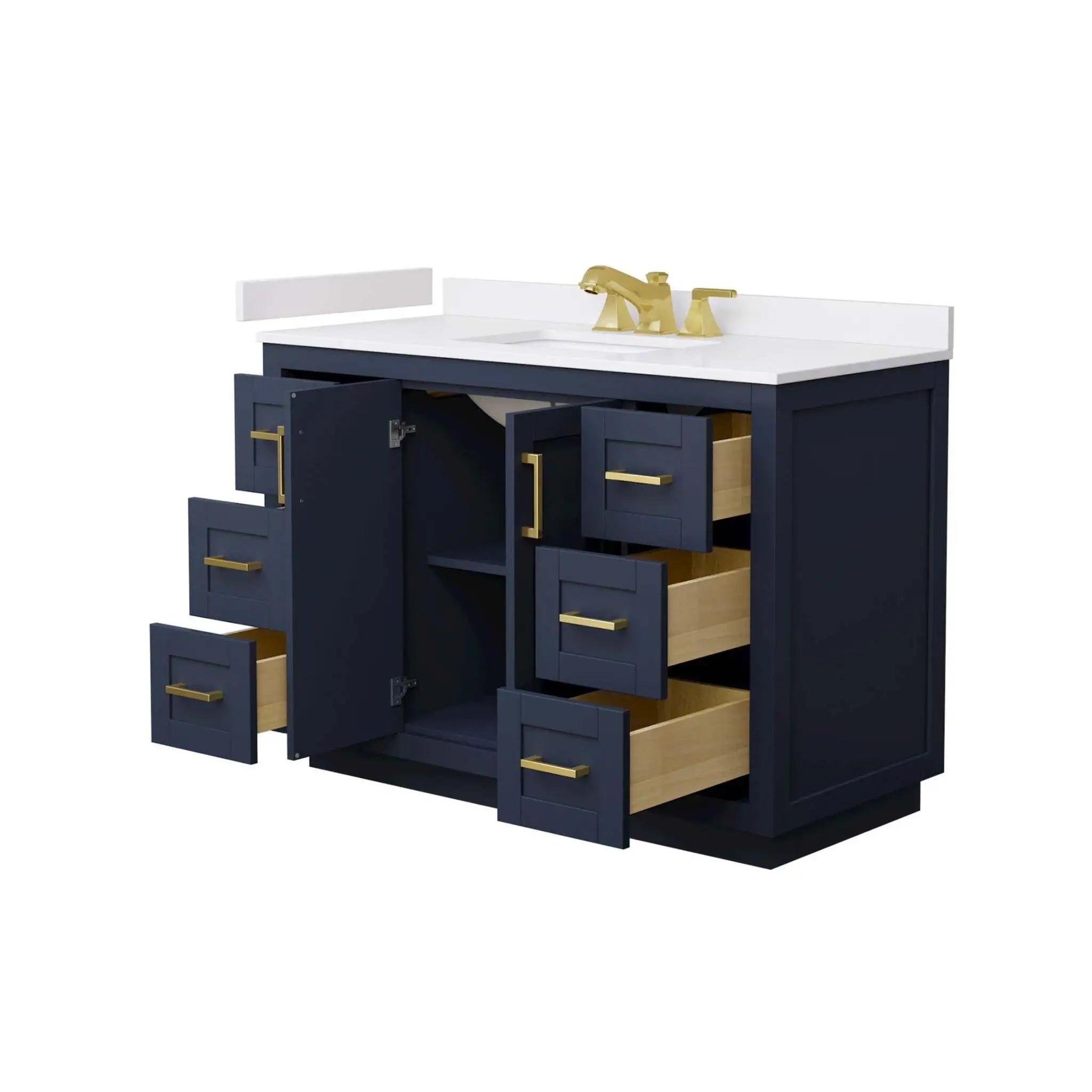 48" Miranda Single Bathroom Vanity in Dark Blue with Brushed Gold Trim by Wyndham