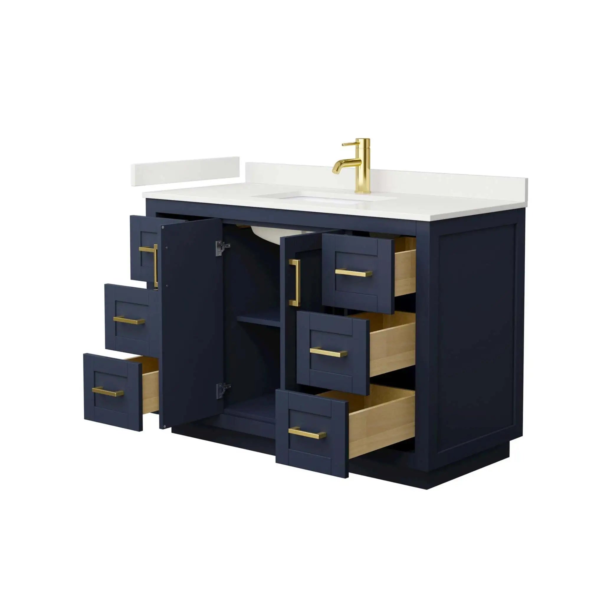 48" Miranda Single Bathroom Vanity in Dark Blue with Brushed Gold Trim by Wyndham