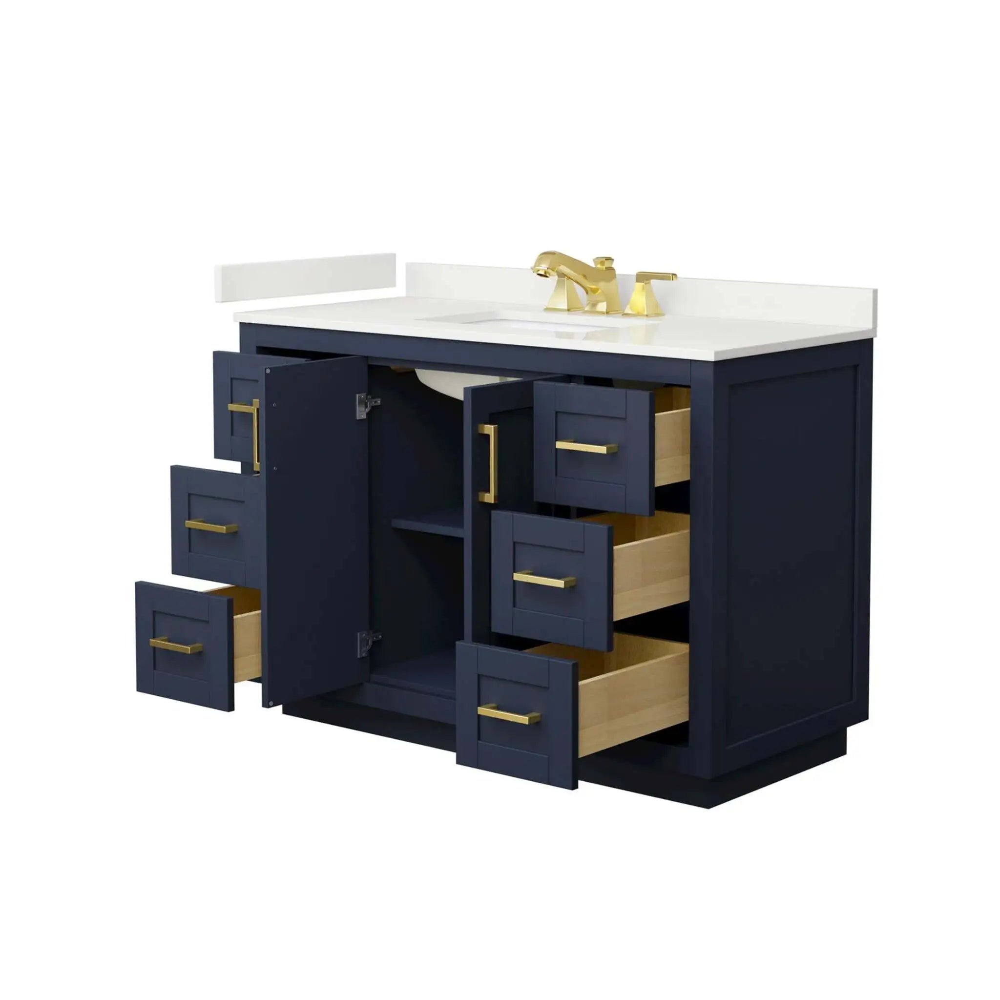 48" Miranda Single Bathroom Vanity in Dark Blue with Brushed Gold Trim by Wyndham