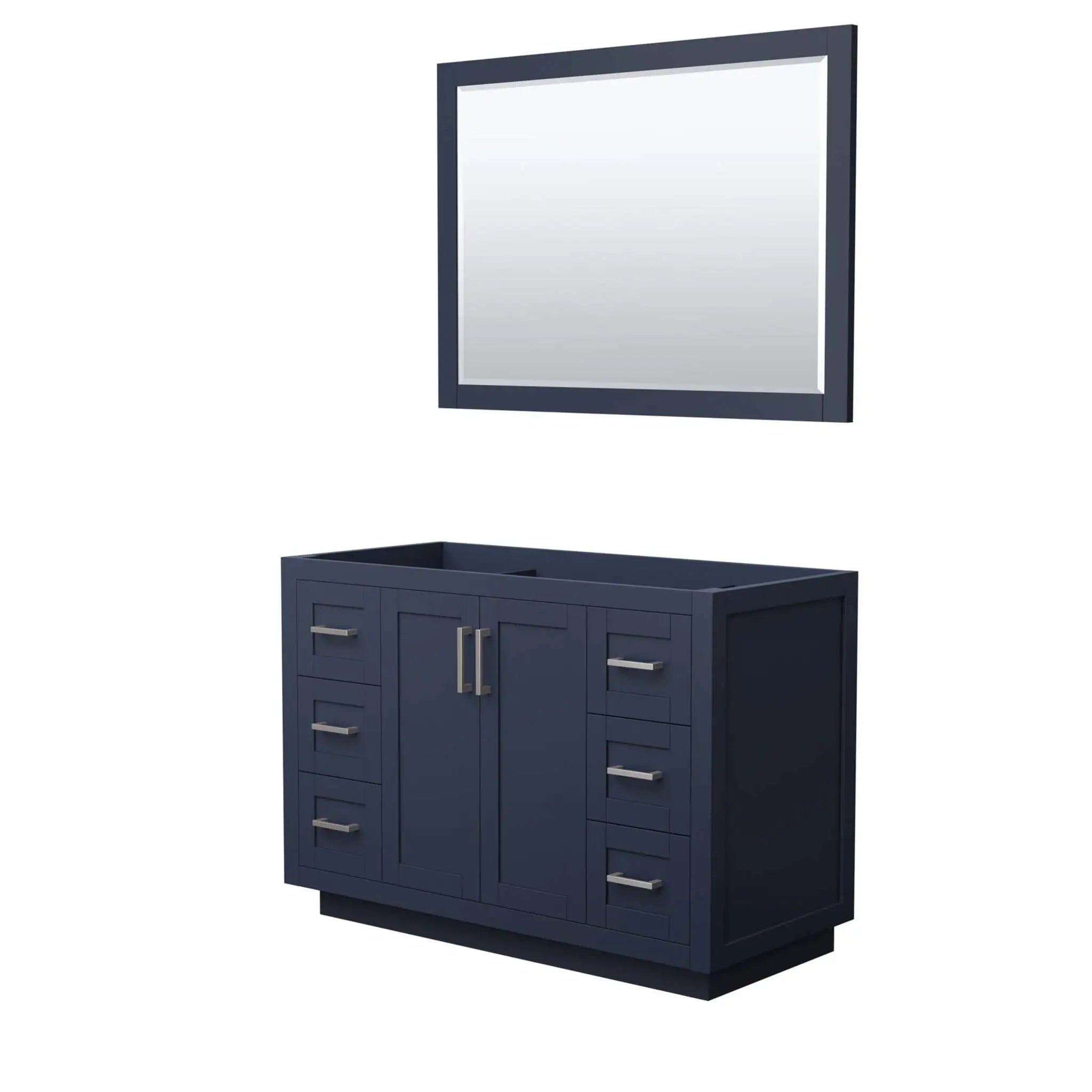 48" Miranda Single Bathroom Vanity in Dark Blue with Brushed Nickel Trim & 46" Mirror by Wyndham
